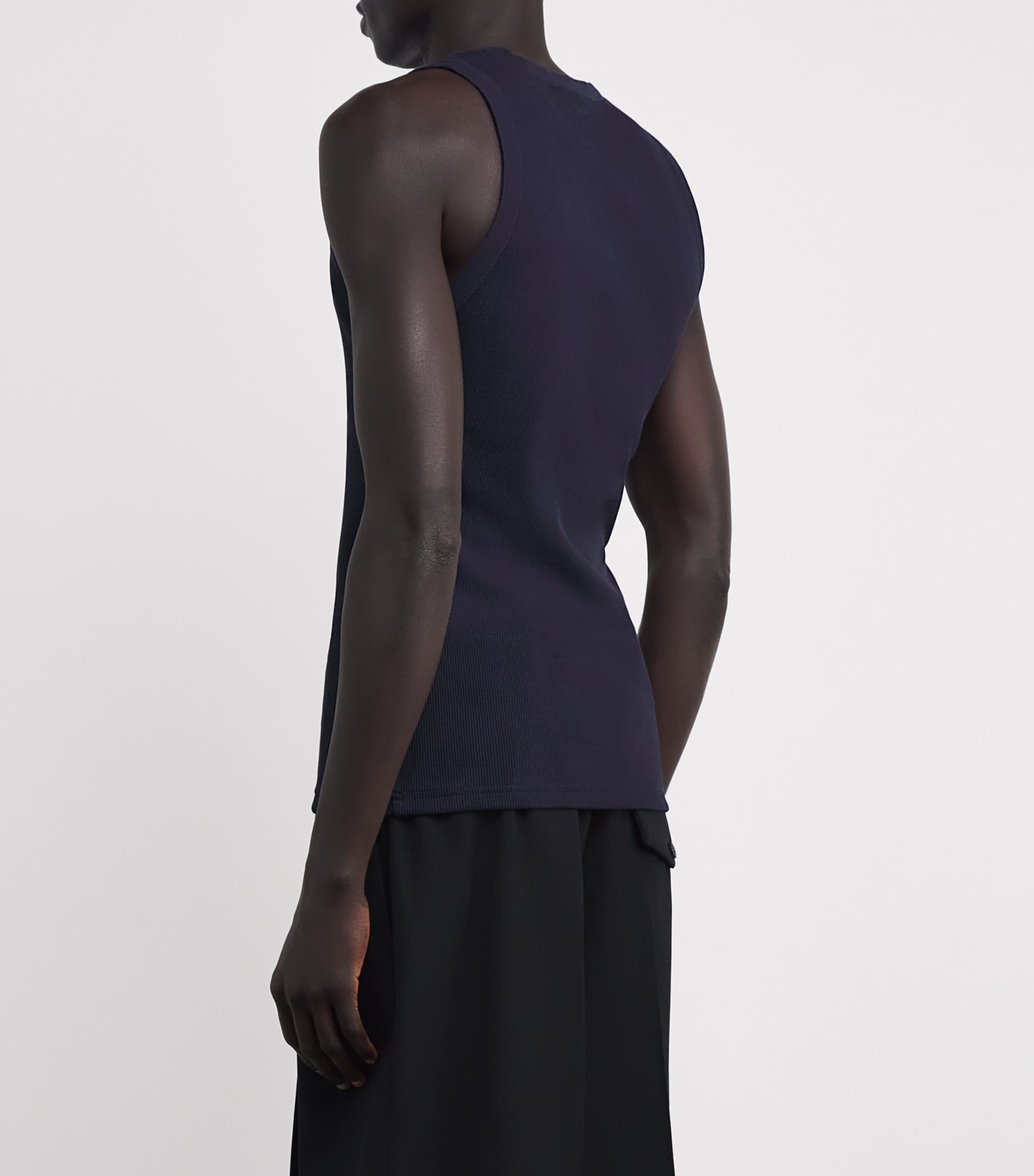 AMI Paris Navy Cotton Ami de Coeur Tank Top | Harrods US