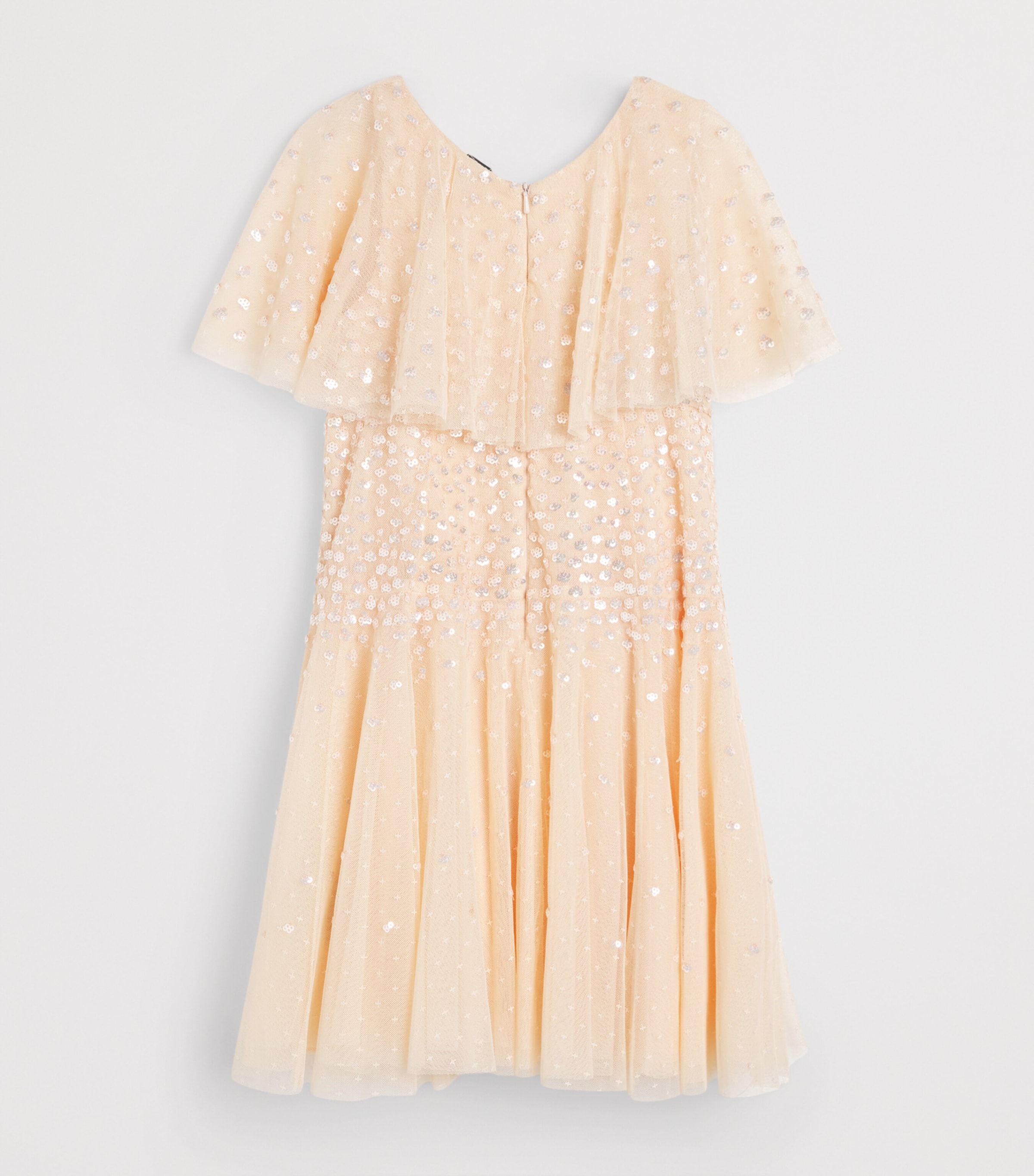 Needle & Thread Tulle Sunrise Sequin Short Cape Dress (4-6 Years) Apricot Blush Image 2