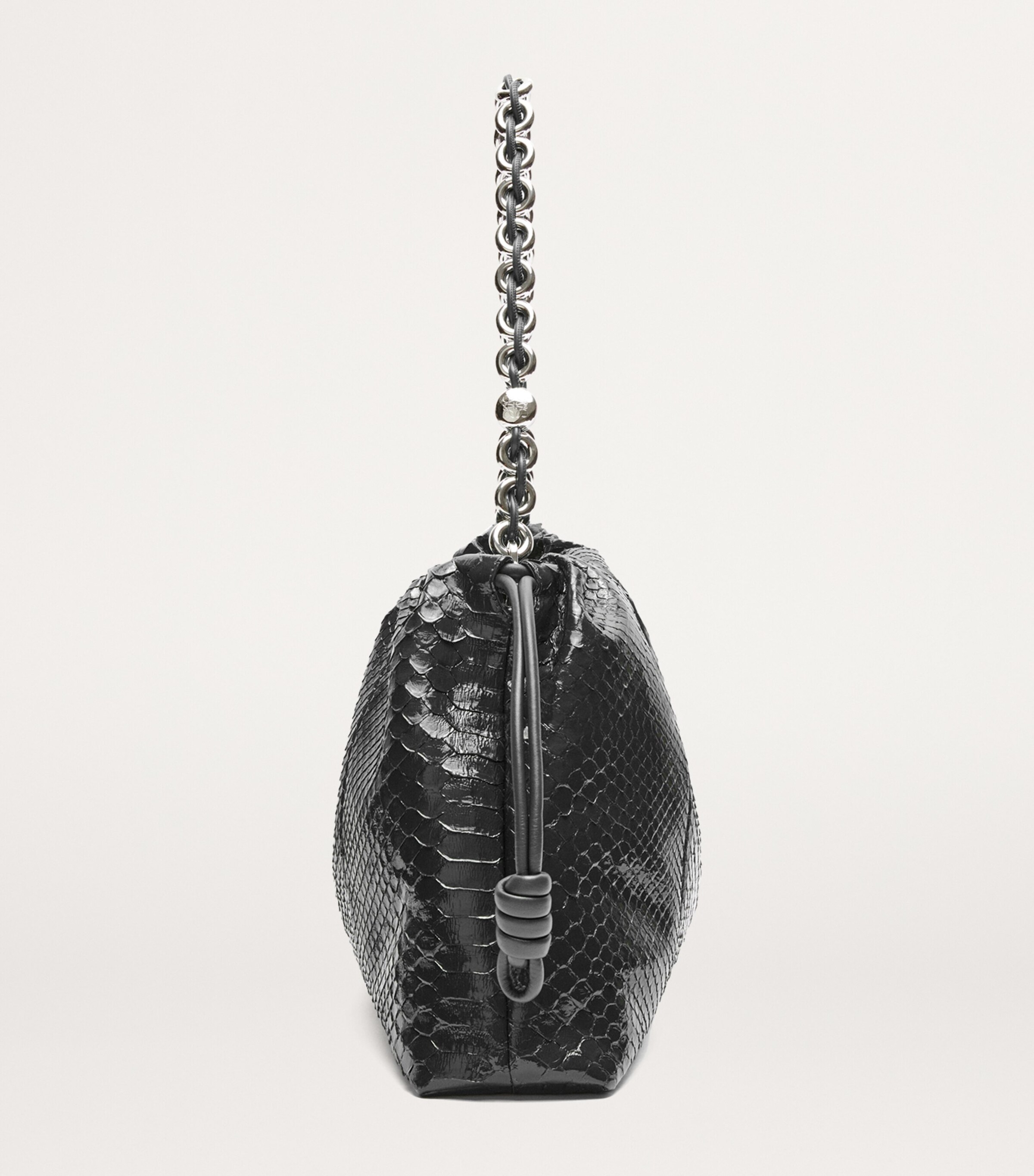 Large Patent Python Flamenco Purse BLACK Image 4