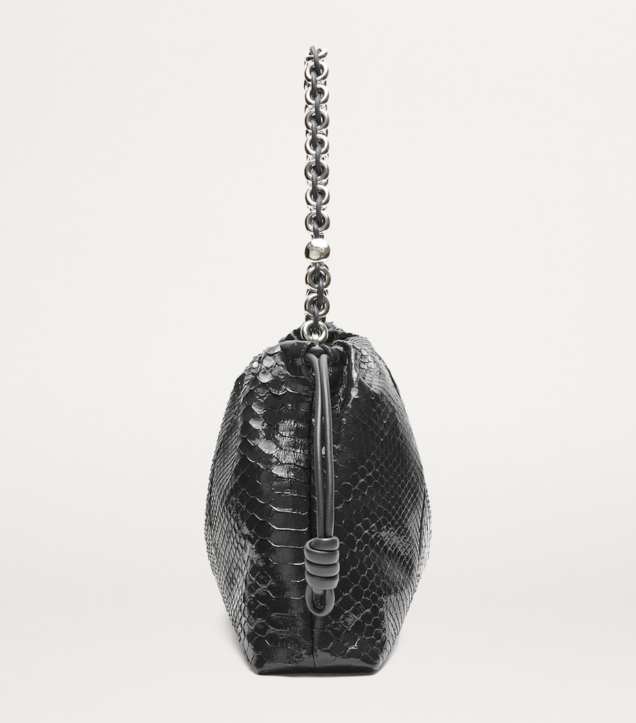 Large Patent Python Flamenco Purse BLACK Image 4