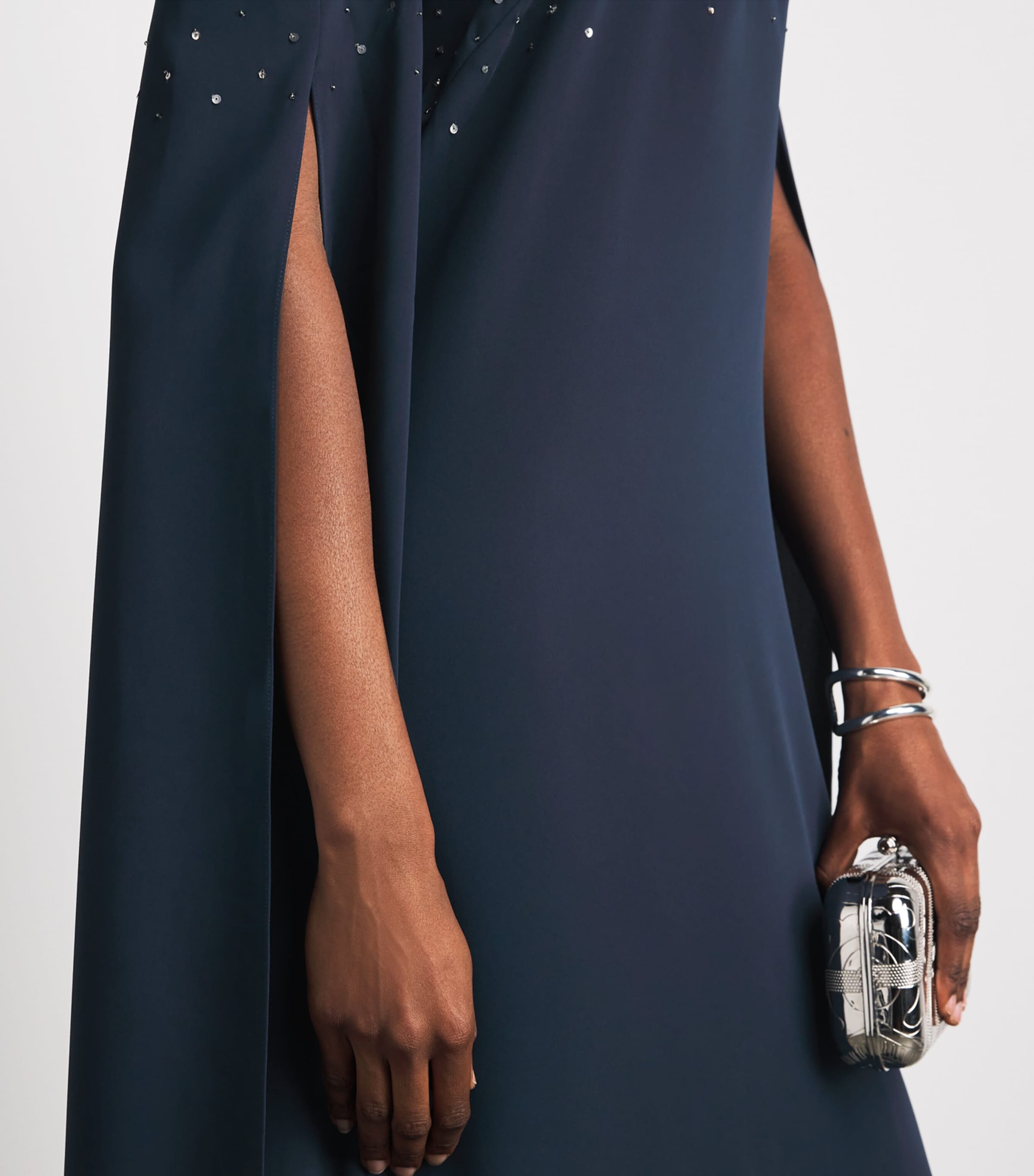 Carolina Herrera Womens Embellished Cape Gown Midnight Image 5