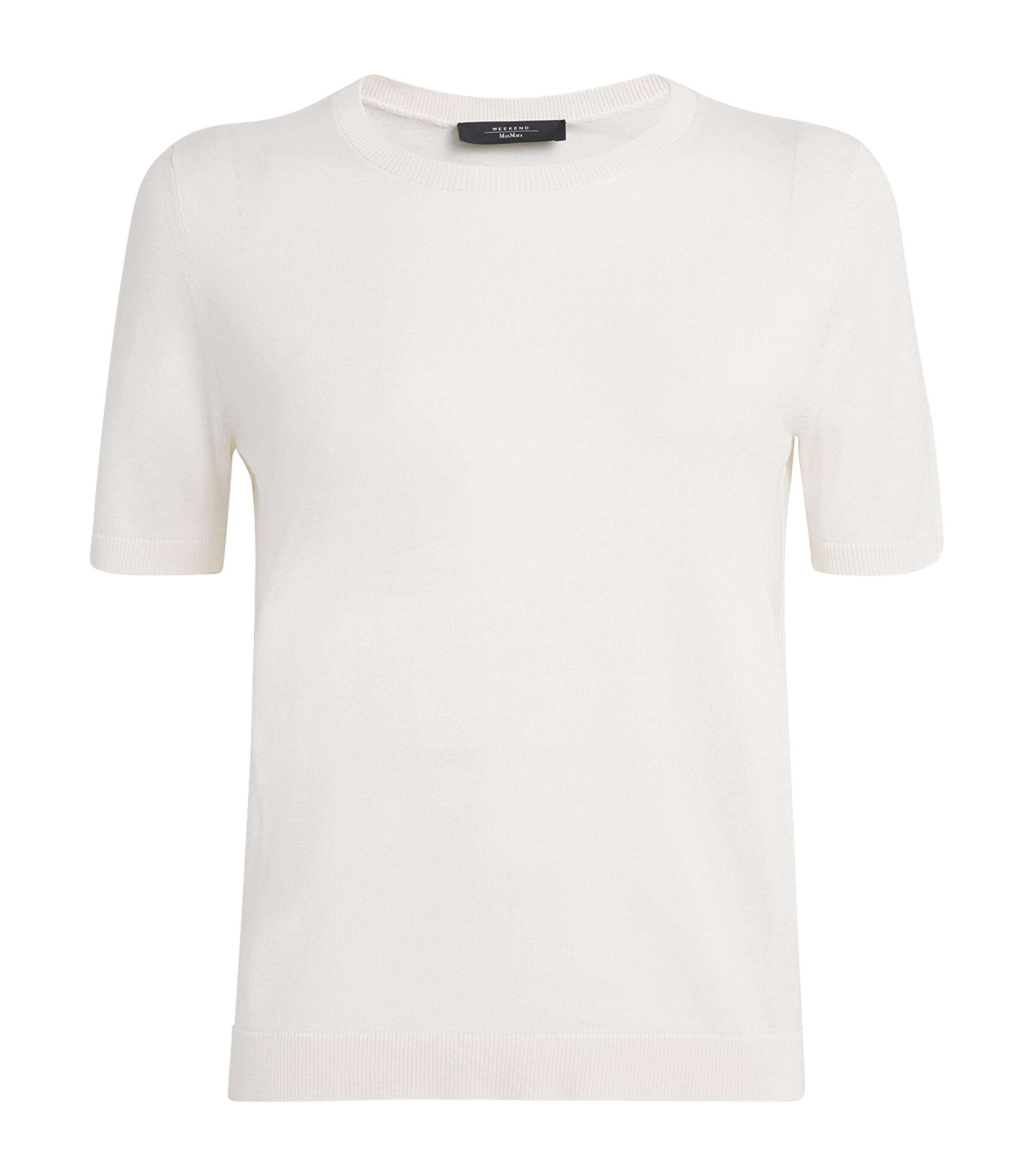 Silk-Cotton Ribbed-Trim T-Shirt WHITE Image 1