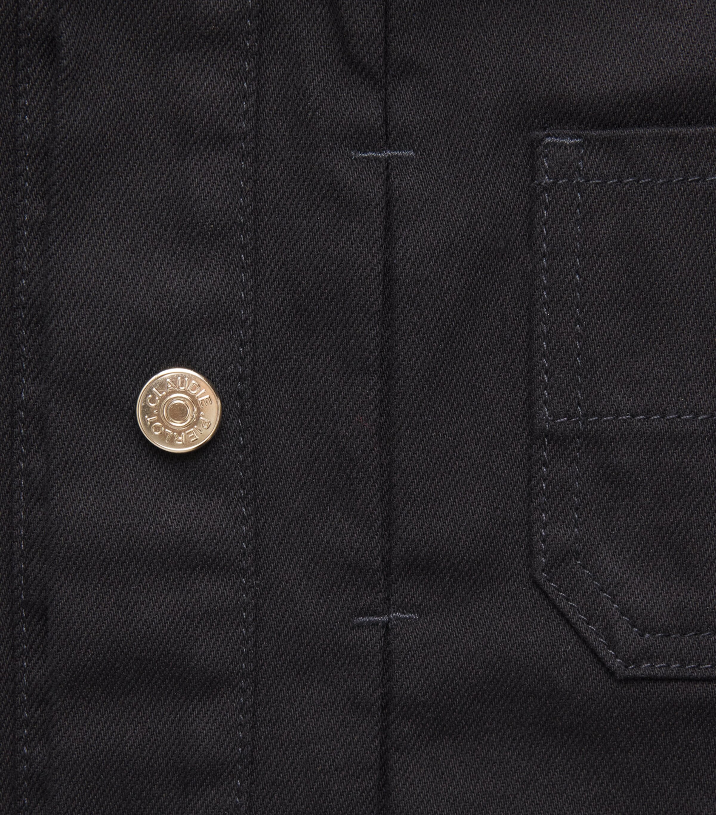 Claudie Pierlot Womens Contrast-Stitch Denim Jacket Black Denim Image 6