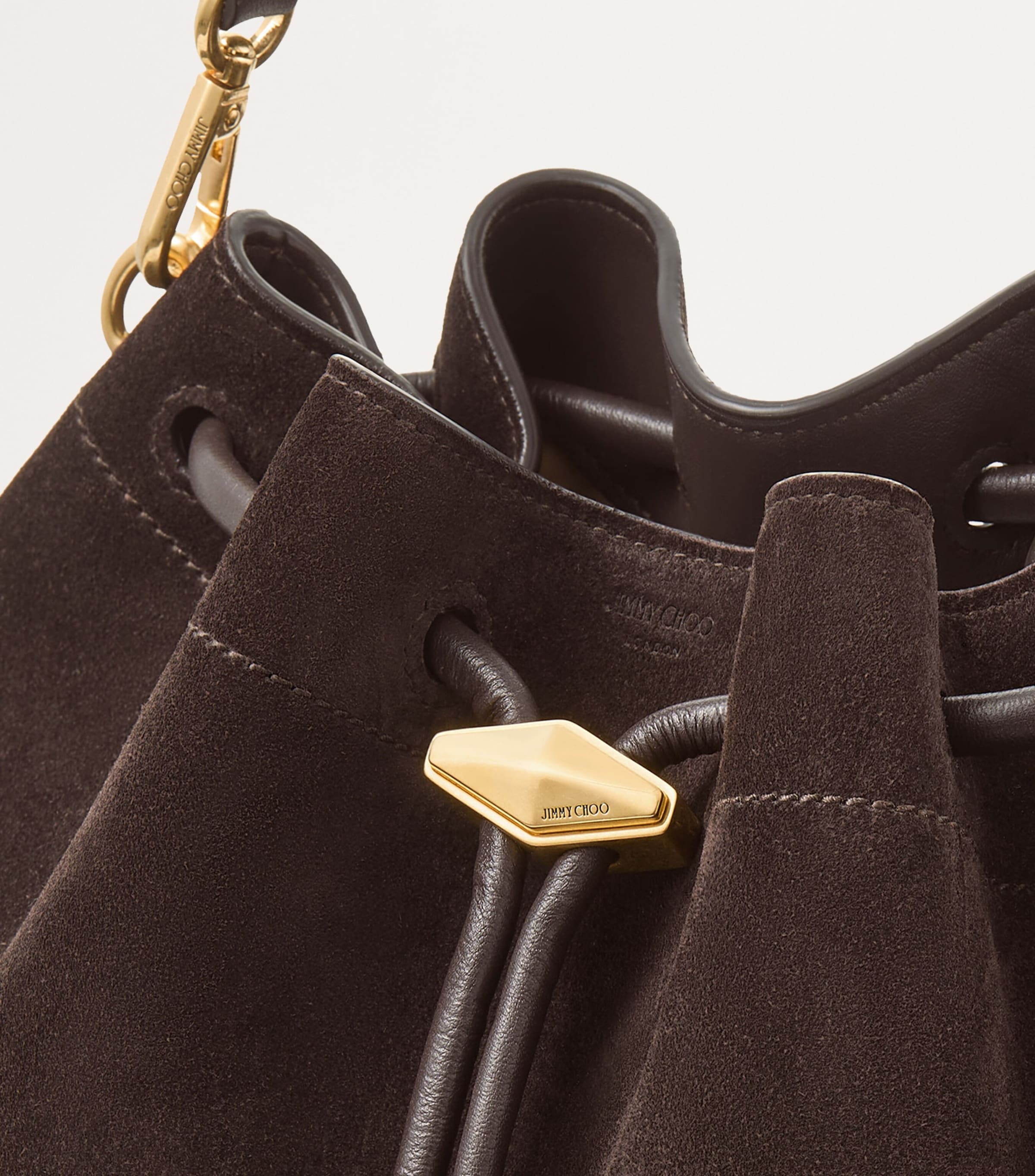 Medium Cinch Suede Shoulder Bag COFFEE/GOLD Image 5