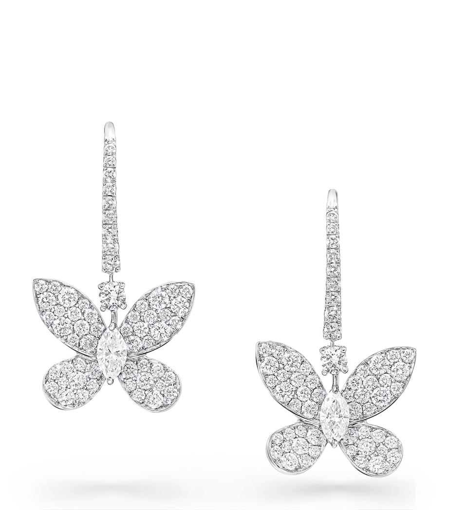 White Gold and Diamond Pavé Butterfly Drop Earrings WHITE GOLD Image 1