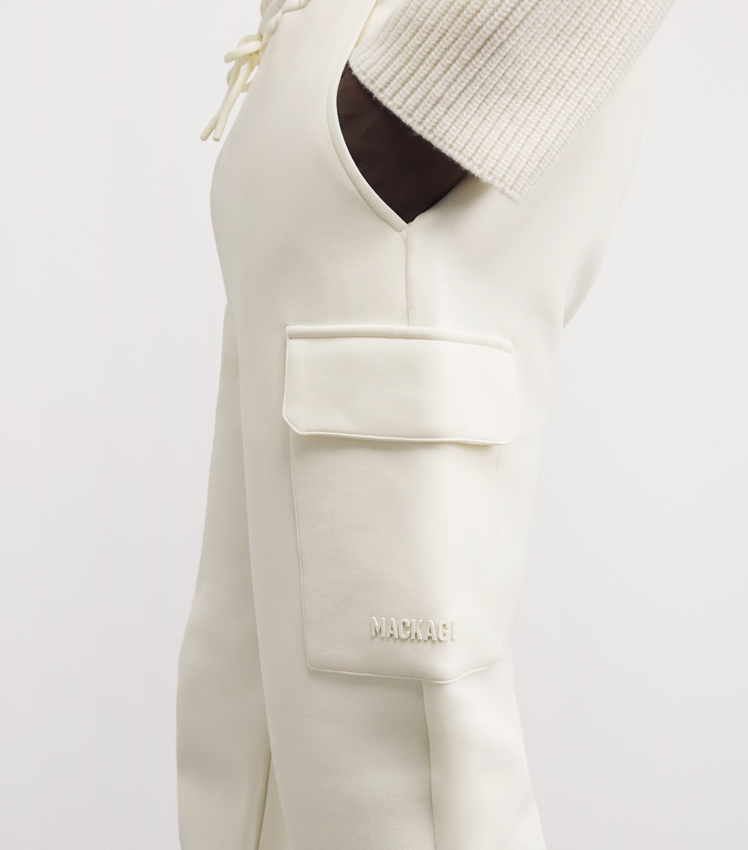 Cotton-Blend Cargo Sweatpants C0253 CREAM Image 6