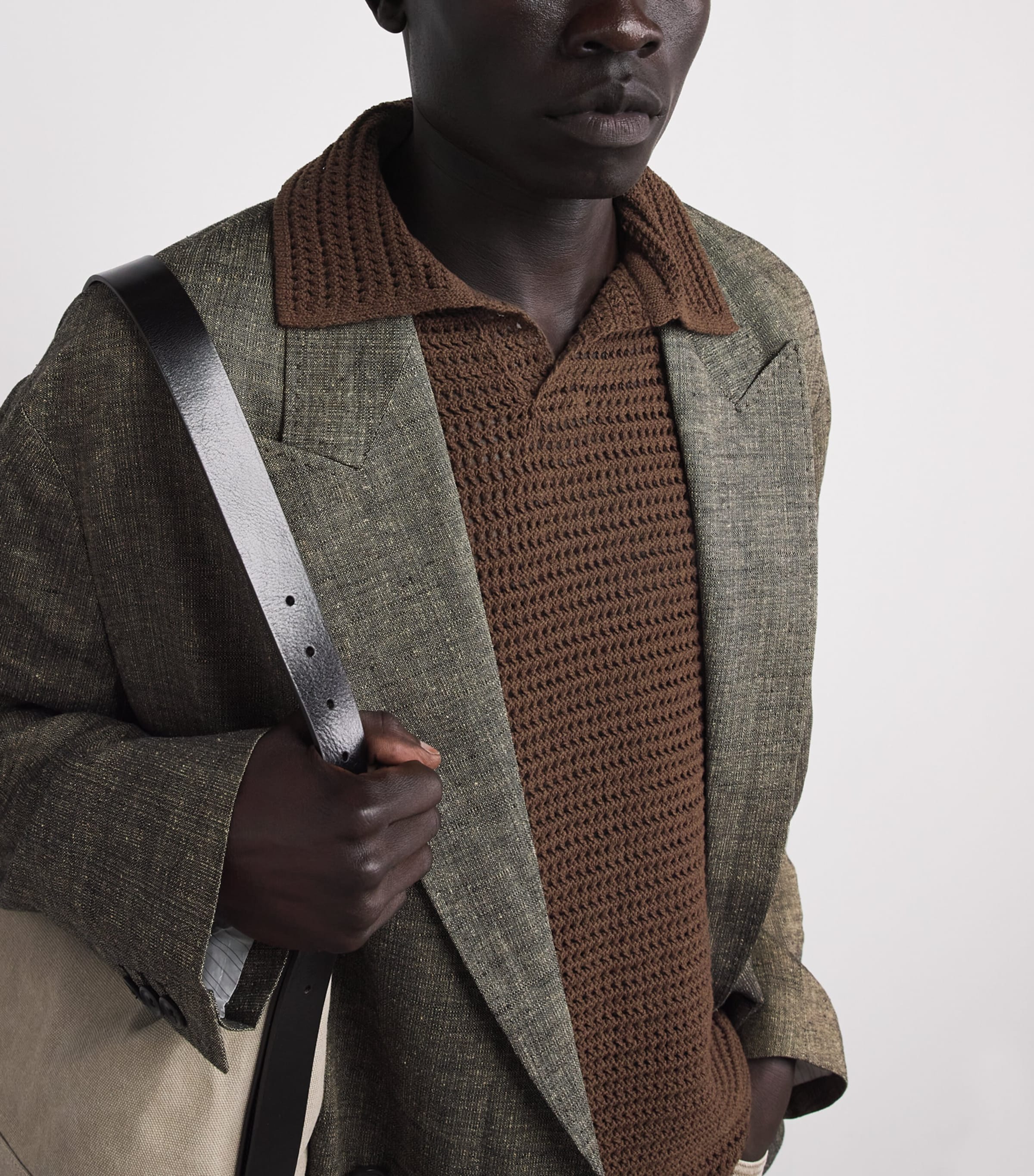 Auralee Brown Cotton-Silk Mesh Polo Shirt | Harrods US