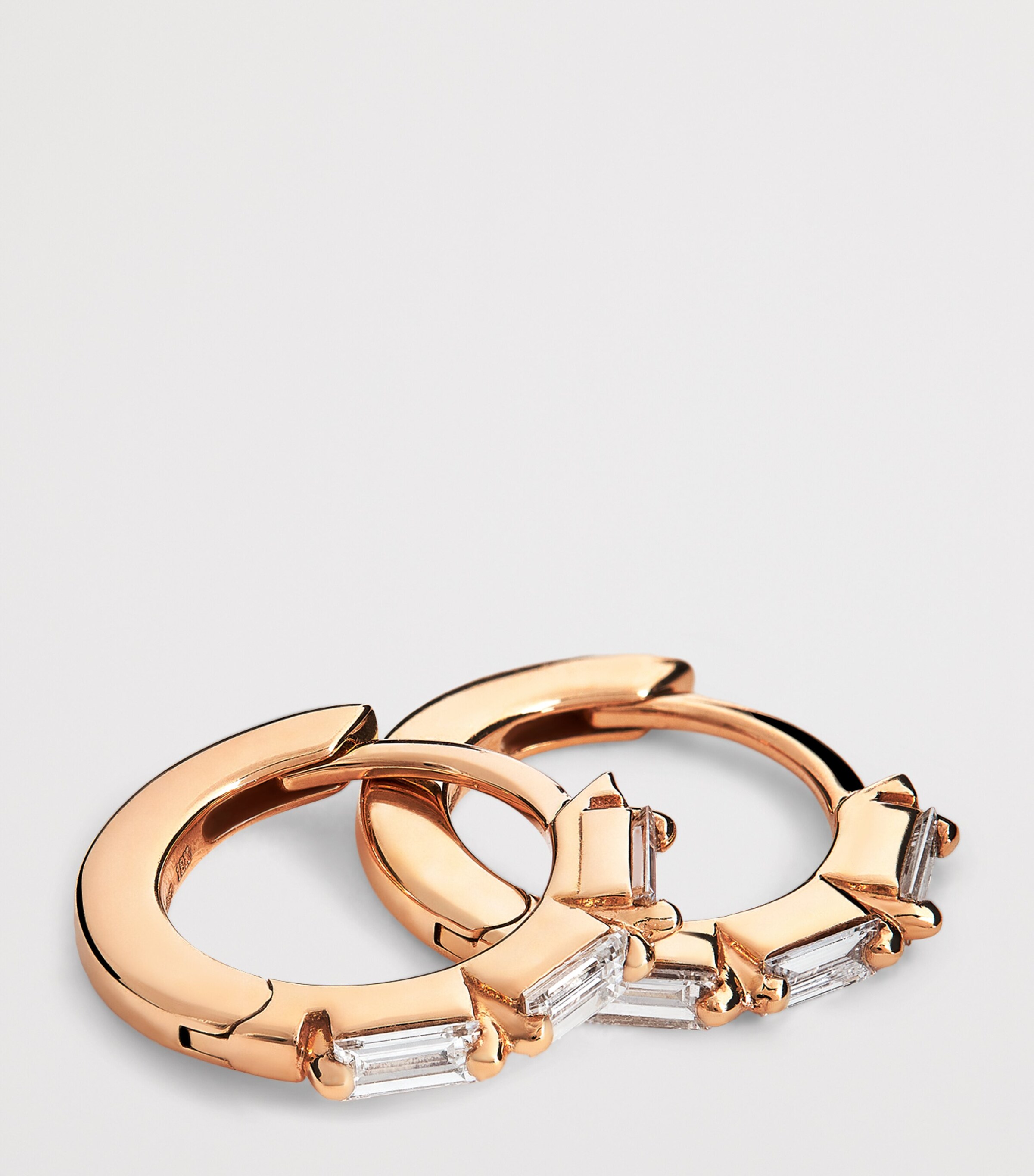 Rose Gold and Diamond Bold Huggie Earrings 18K RG/WD Image 6