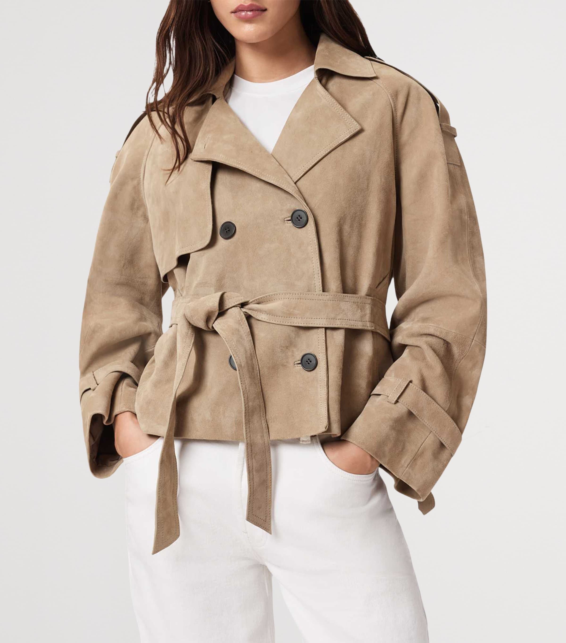 Suede Reed Trench Jacket TAUPE BROWN Image 4