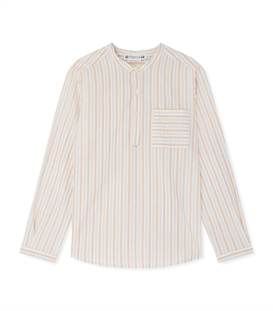 Bonpoint Cotton Stripe Shirt (10-14 Years) Rayures Ciel Image 1