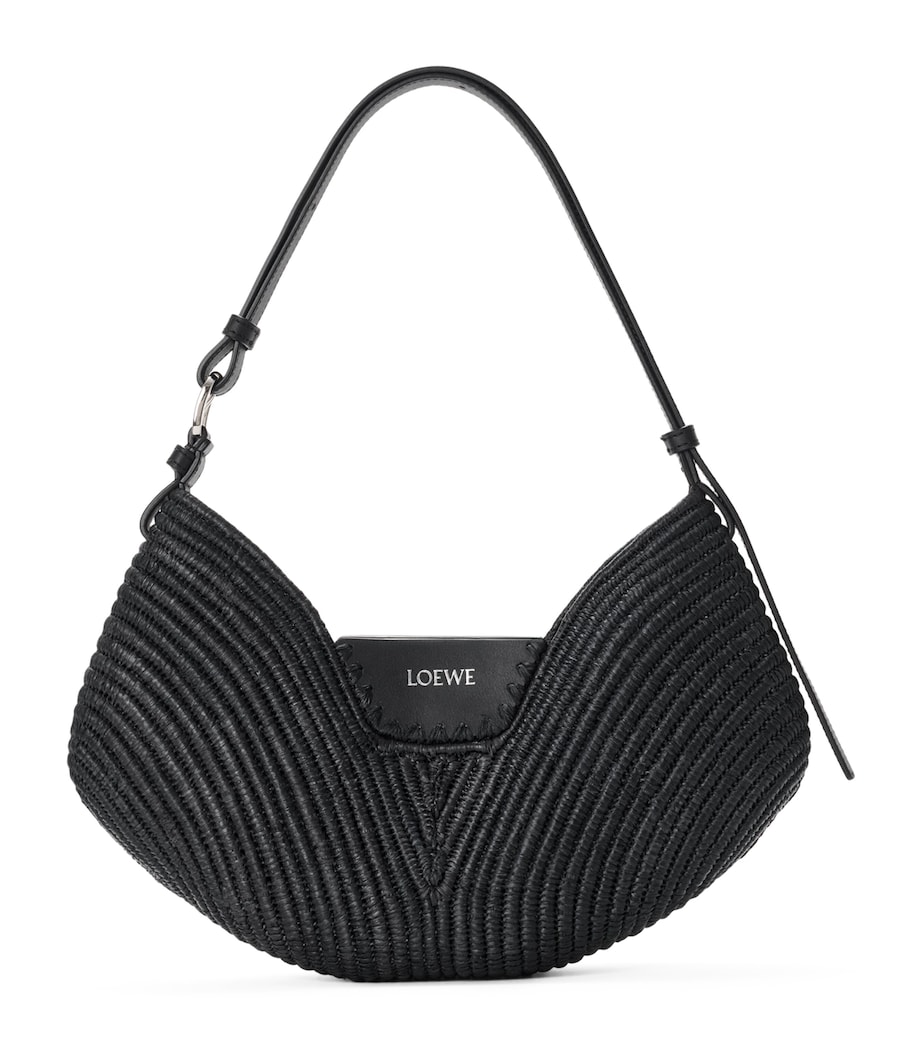 LOEWE x Paula's Ibiza Medium Raffia Swing Shoulder Bag Black Image 1