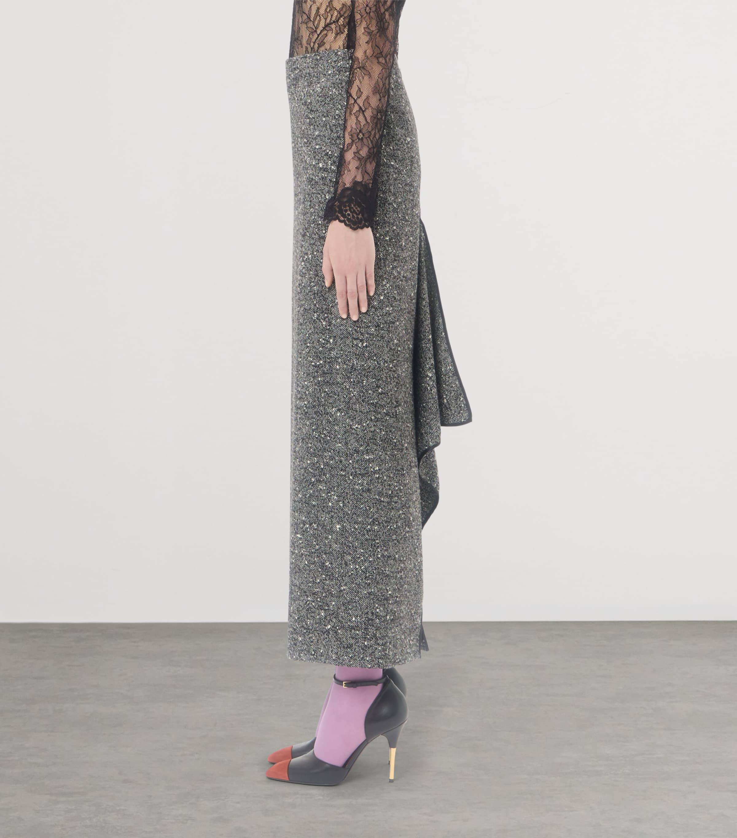 Valentino Womens Wool-Blend Midi Skirt Image 4