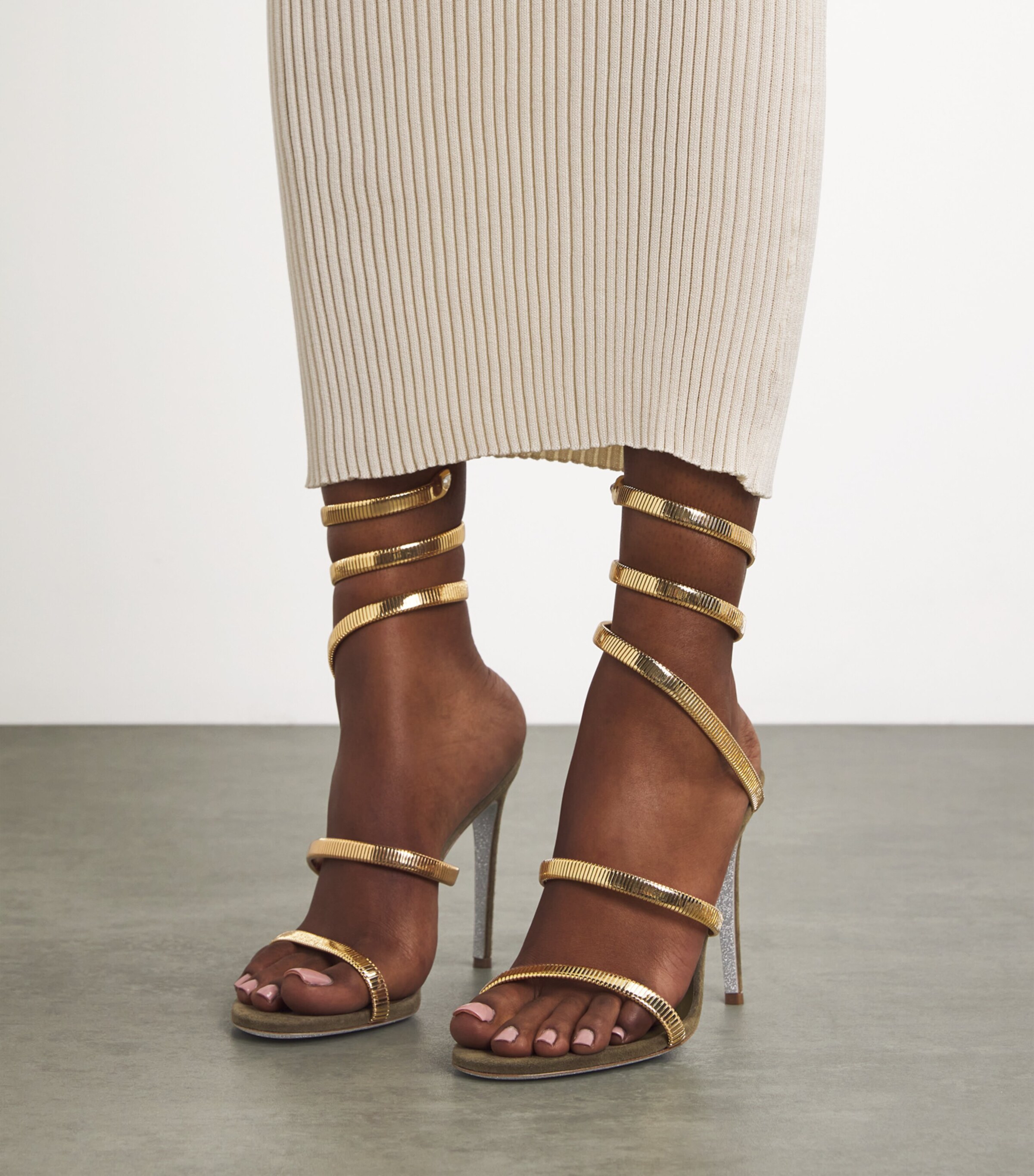 René Caovilla Suede Juniper Sandals 105 Metal Comb Image 2