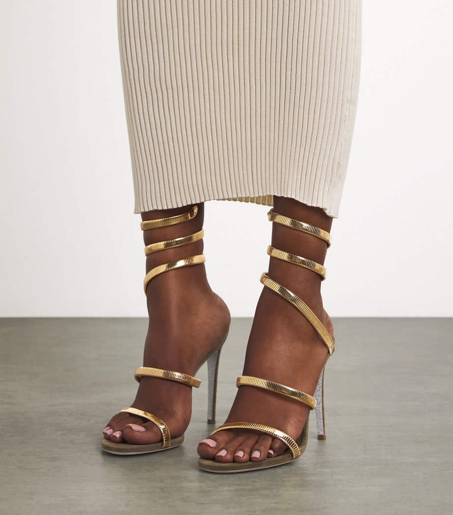 René Caovilla Suede Juniper Sandals 105 Metal Comb Image 2