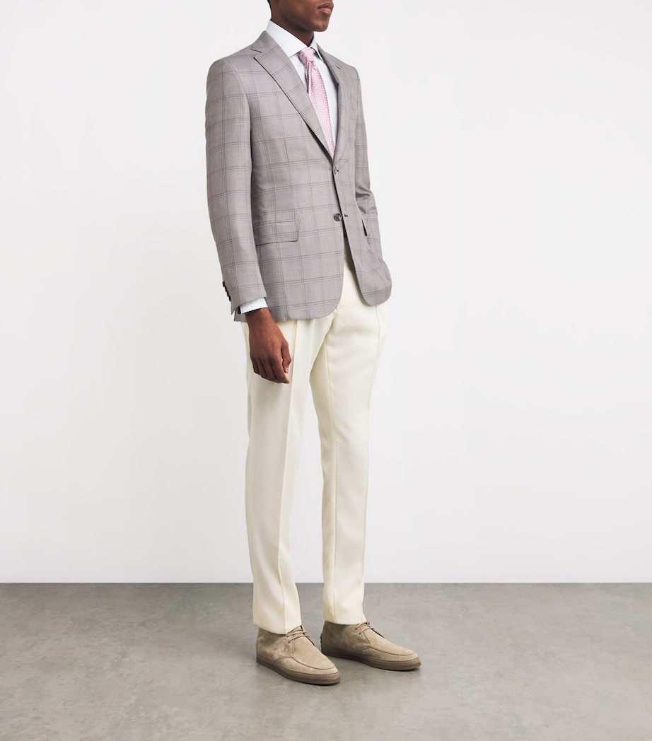 Brioni Mens Wool-Blend Check Blazer Image 2