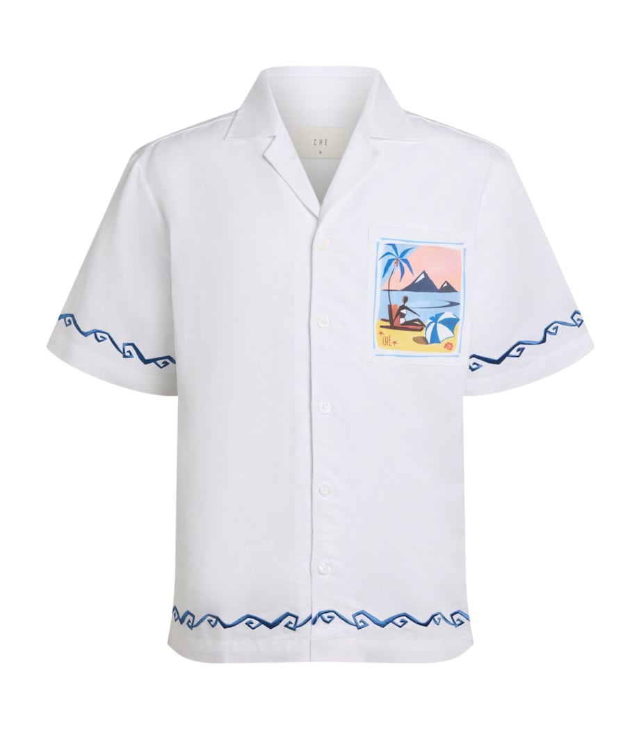 CHÉ Mens Embroidered Juanito Resort Shirt White Image 1