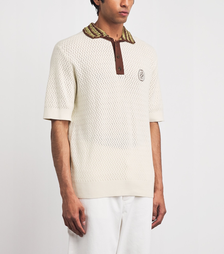 Drôle De Monsieur Mens Crochet Emblem Polo Shirt Off White Image 4