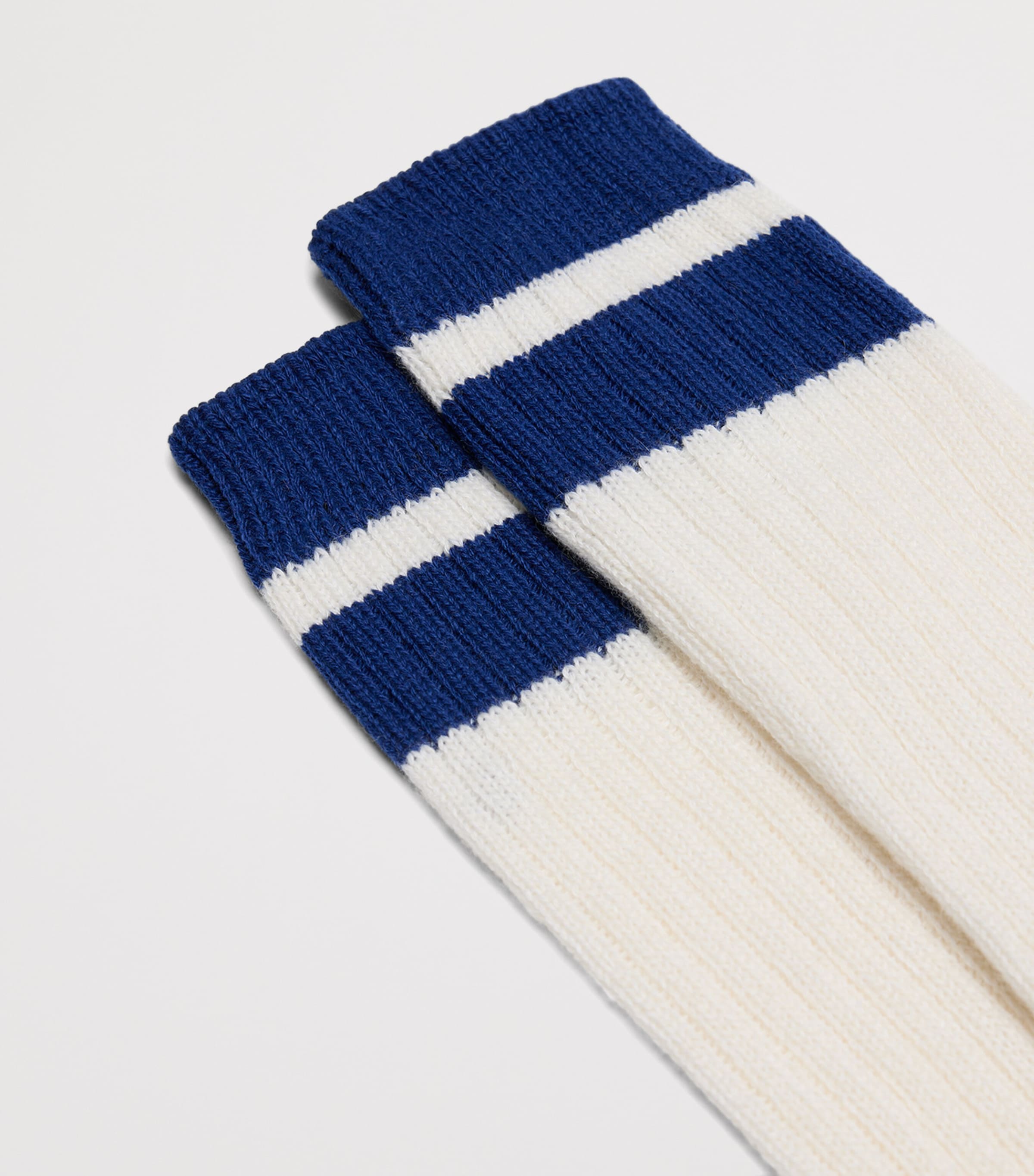 Dunhill Mens Cashmere-Cotton Stripe Socks Blue Image 2