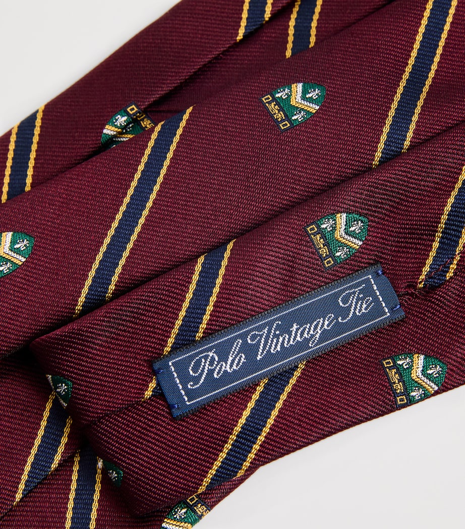 Silk Crest Stripe Tie DARK RED Image 3