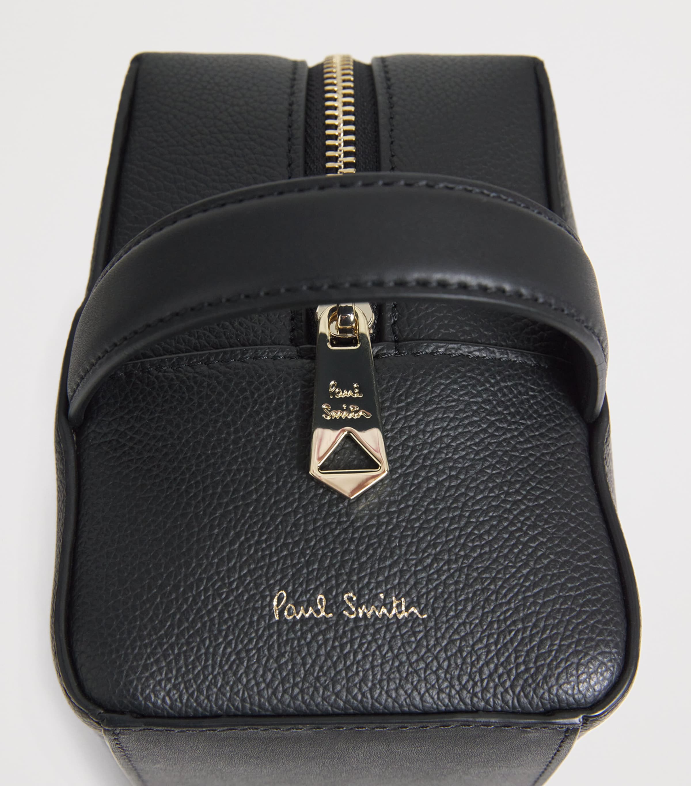 Leather Signature Stripe Wash Bag BLACK Image 3