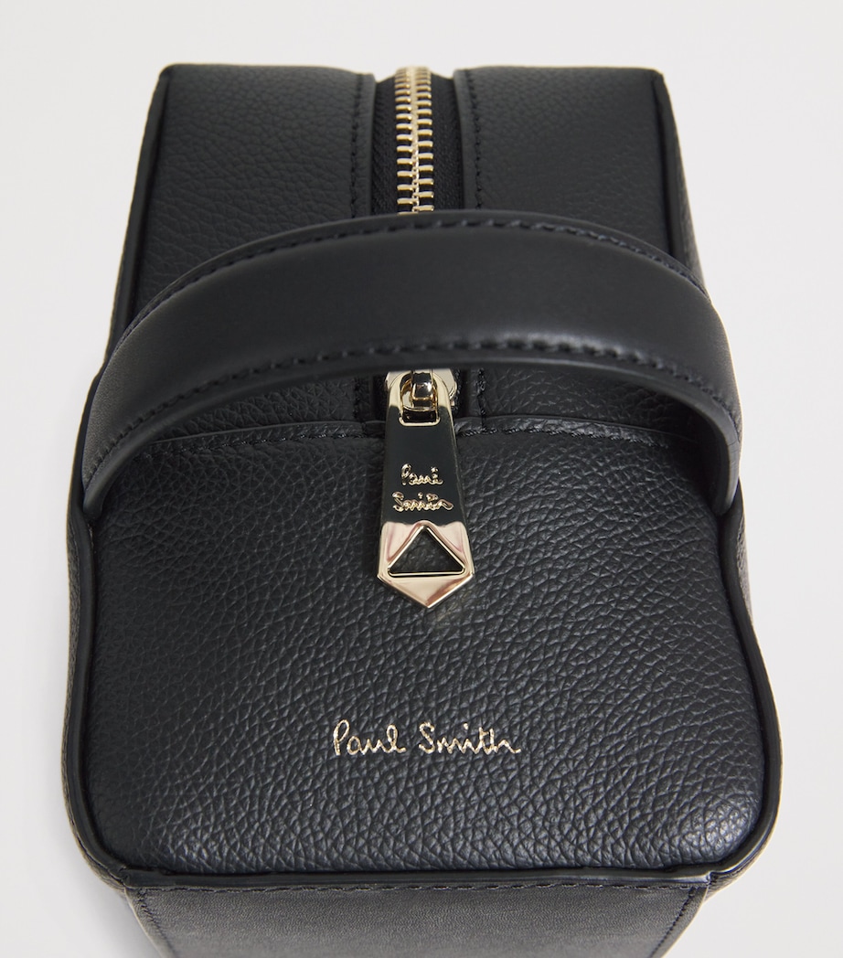 Leather Signature Stripe Wash Bag BLACK Image 3