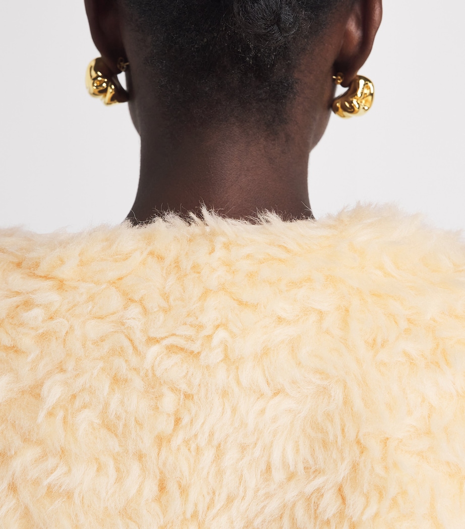 Source Unknown Womens Shearling Cropped Jacket Yellow Image 3