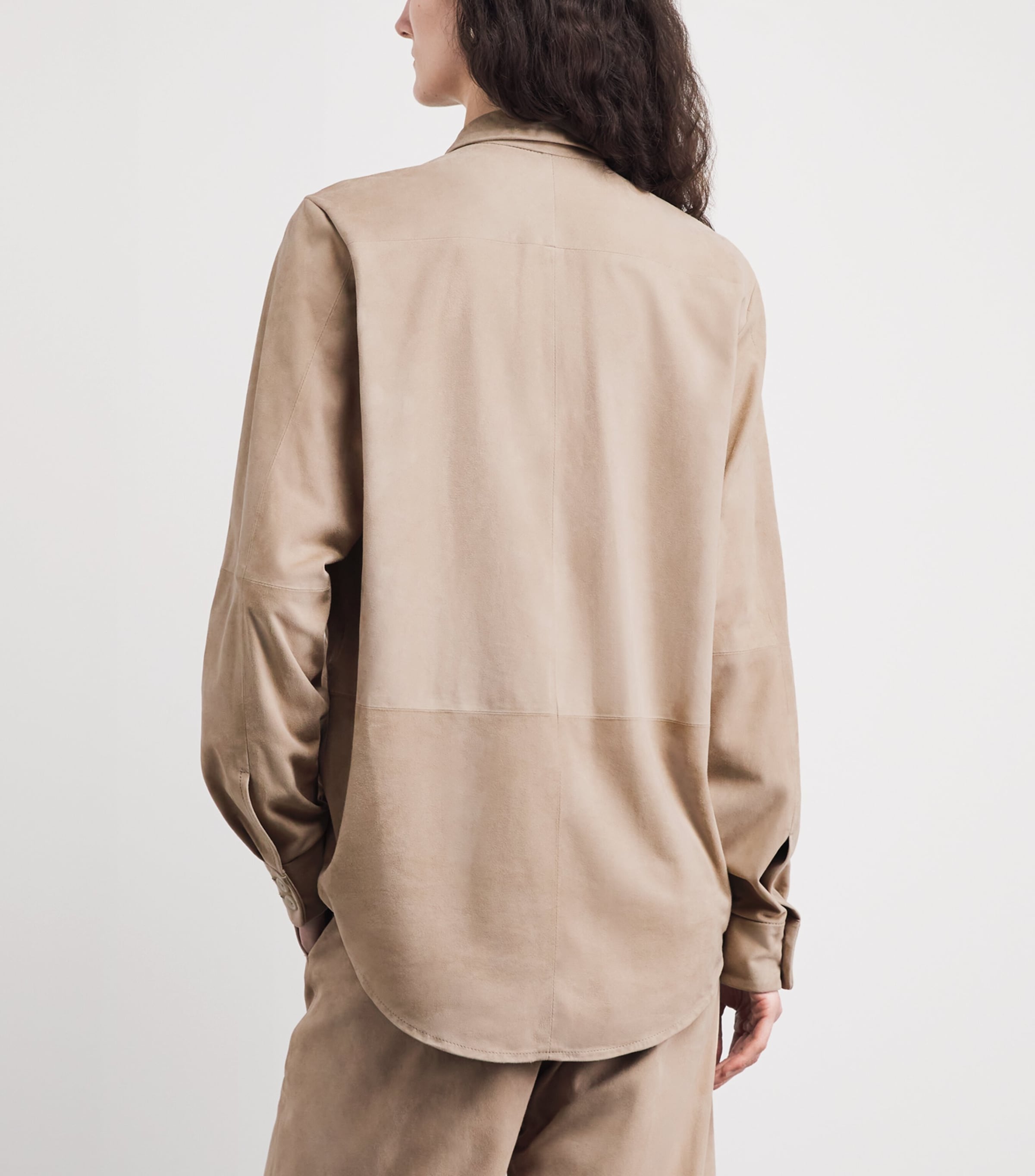 Lauren Manoogian Womens Suede Panelled Shirt Sand Image 5