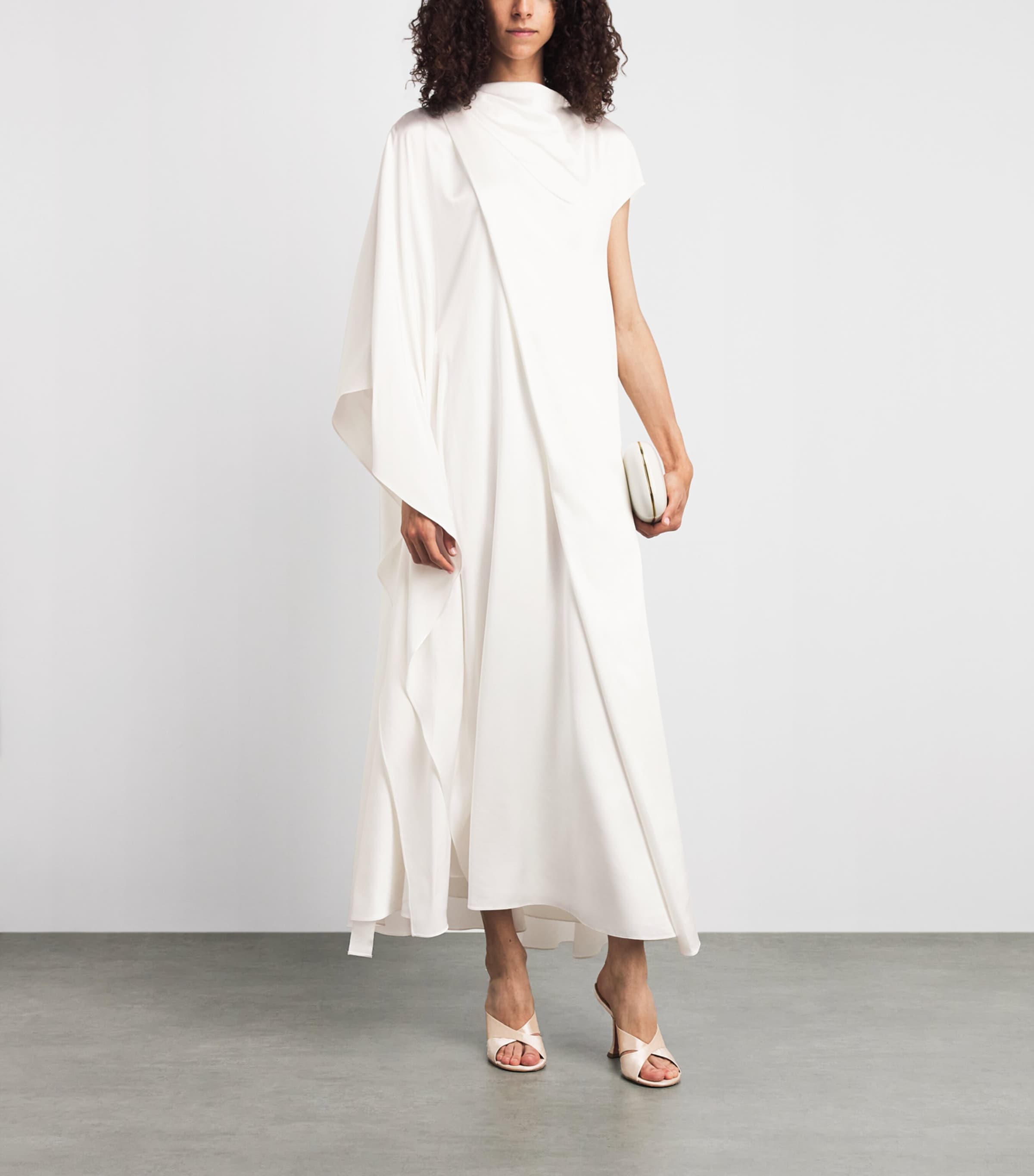 Roksanda Womens Silk One-Shoulder Hiba Midi Dress Ivory Image 2