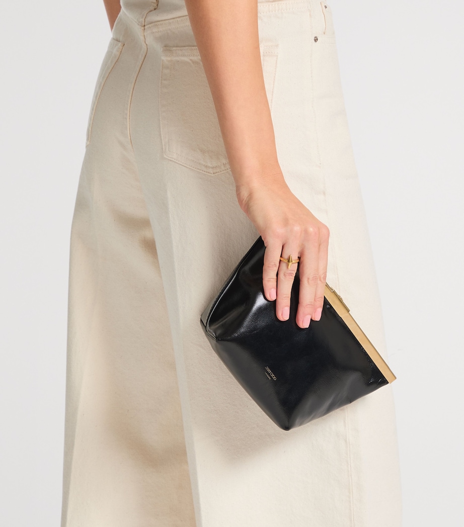 Jimmy Choo Leather Ganache Clutch Bag Black/gold Image 2