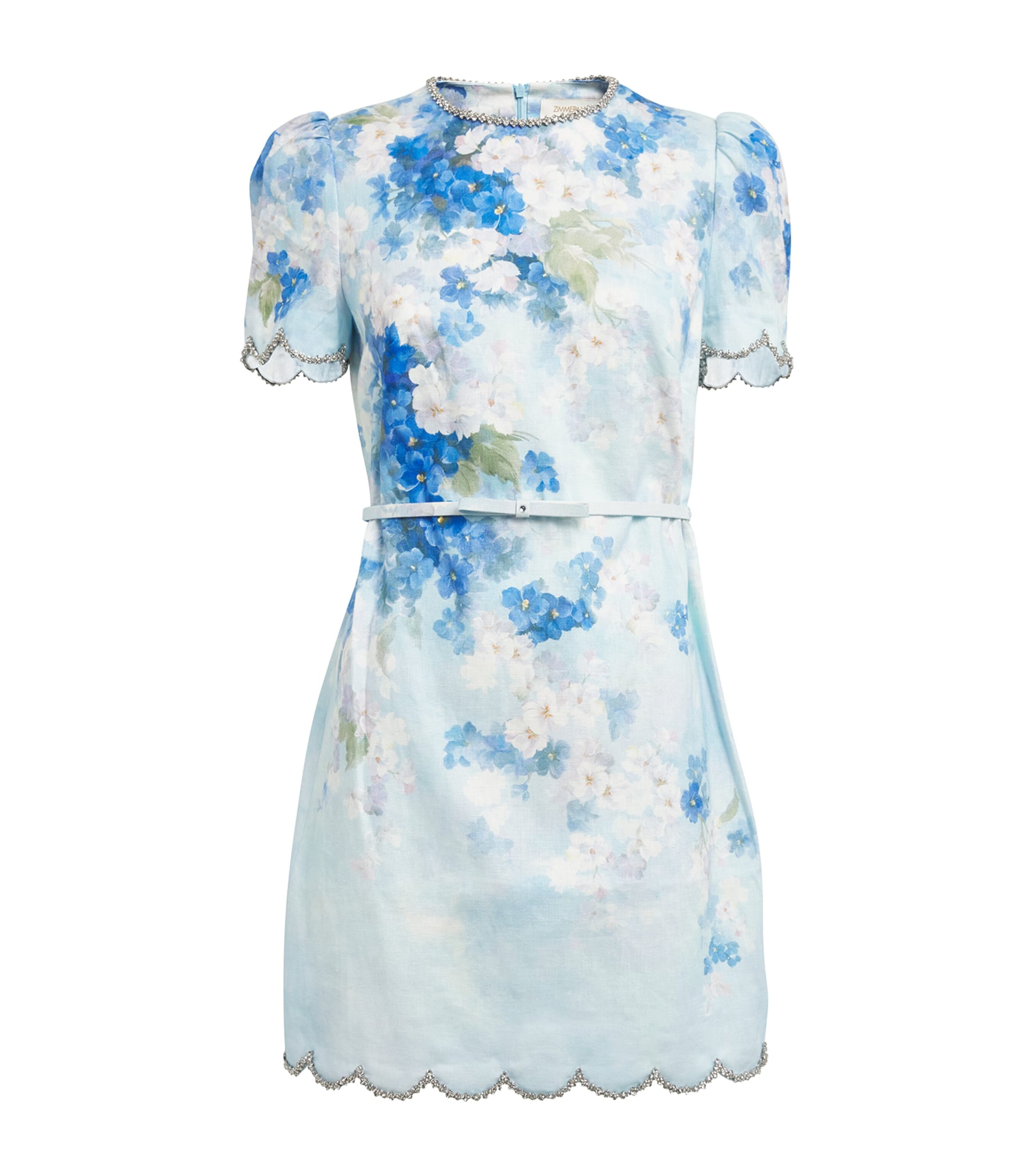 Shop Zimmermann Linen Crush Scalloped Mini Dress
