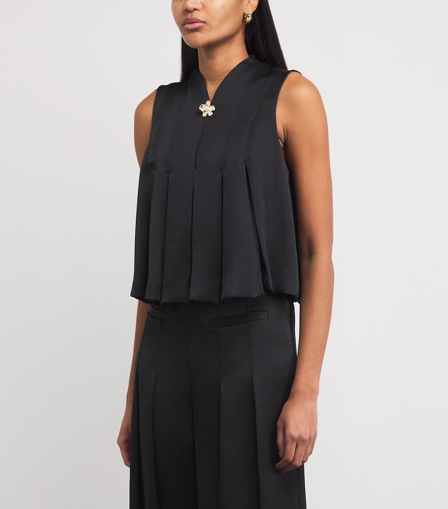 Satin Pleated Top BLACK Image 3