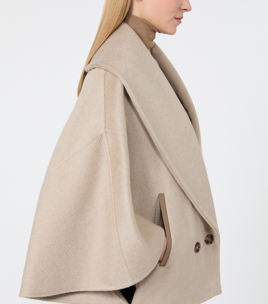 Max Mara Womens Cashmere Shawl-Lapel Cape Beige Image 5