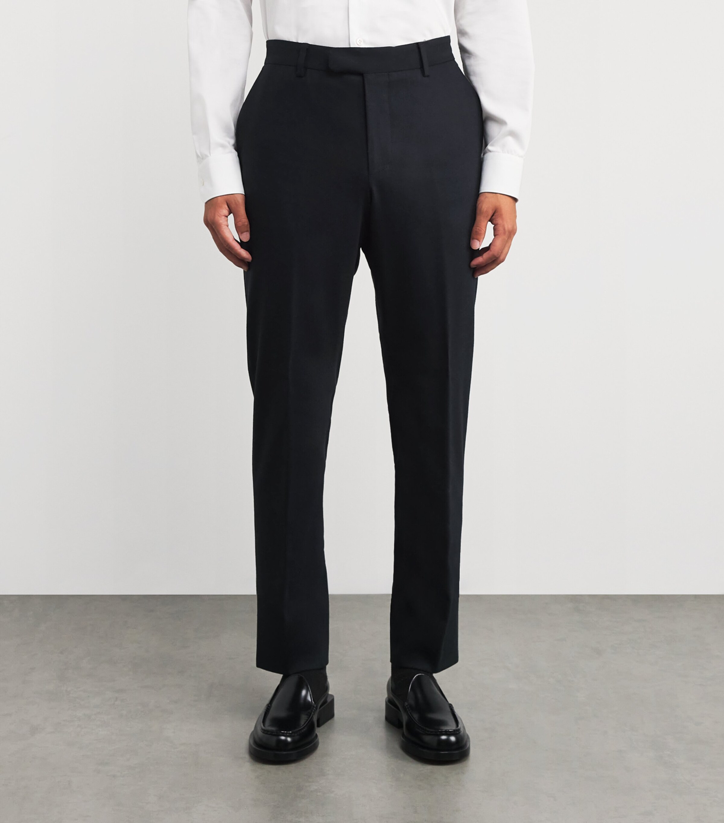 Corneliani Mens Wool-Cashmere Suit Trousers Navy Blue Image 3