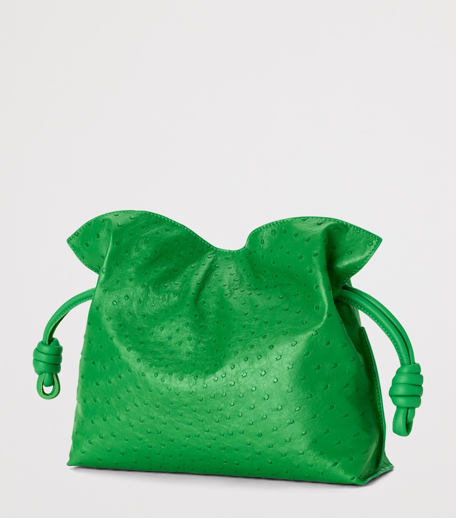 LOEWE Medium Ostrich Leather Flamenco Clutch Bag Clover Green Image 2