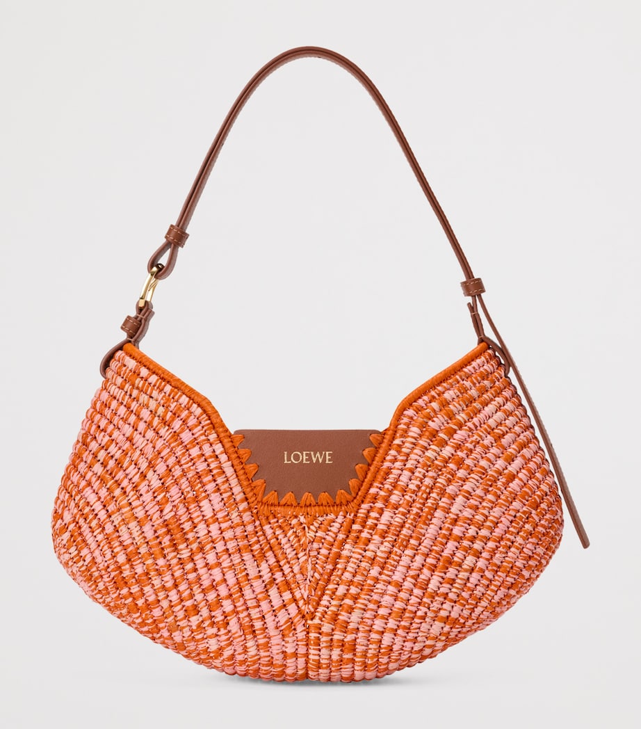 LOEWE x Paula's Ibiza Medium Raffia Swing Shoulder Bag Bright Orange/pink Image 3