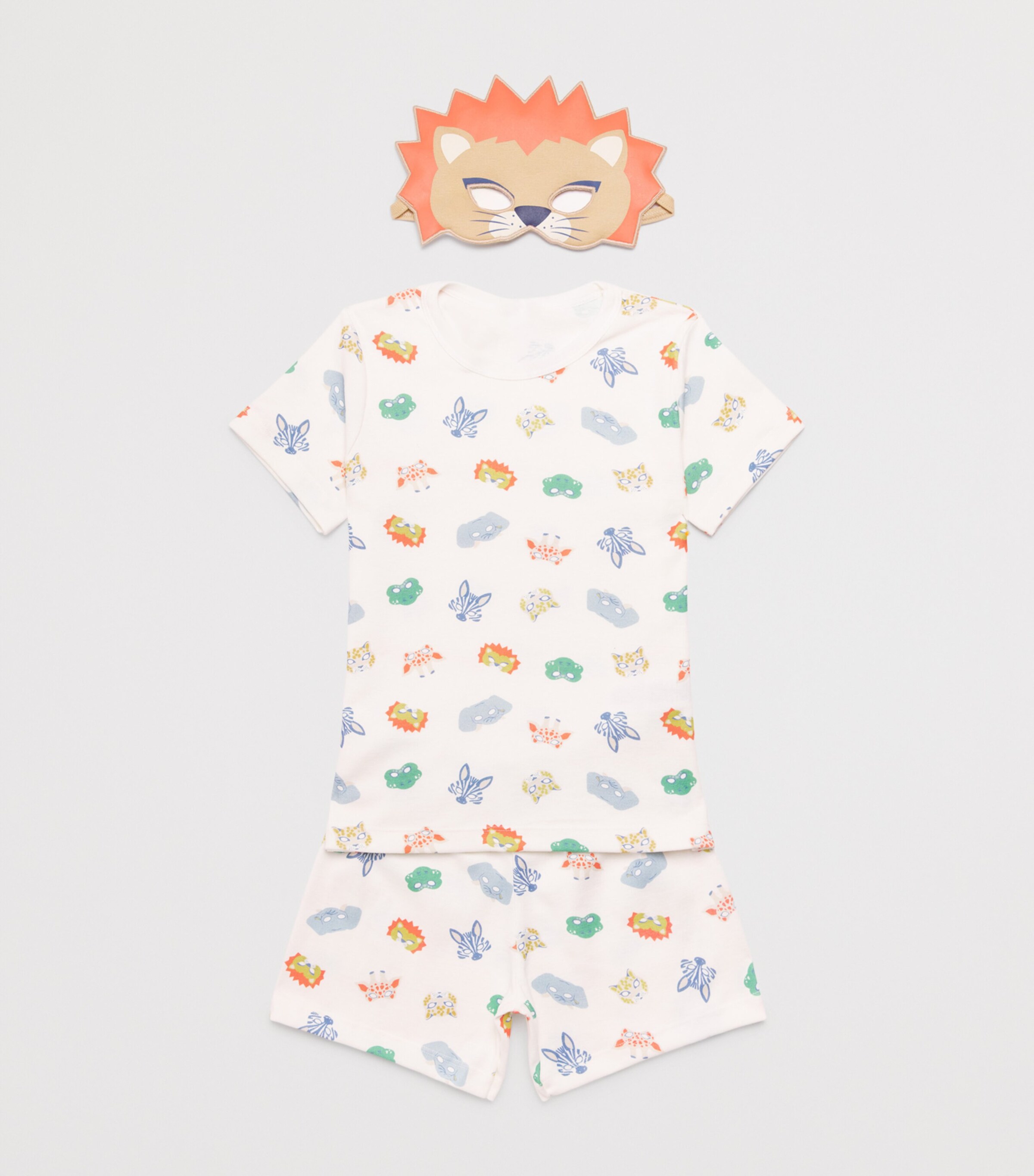 Cotton Mask Print Pyjama Set with Mask (3-12 Years) MARSHMALLOW/MULTI Image 3