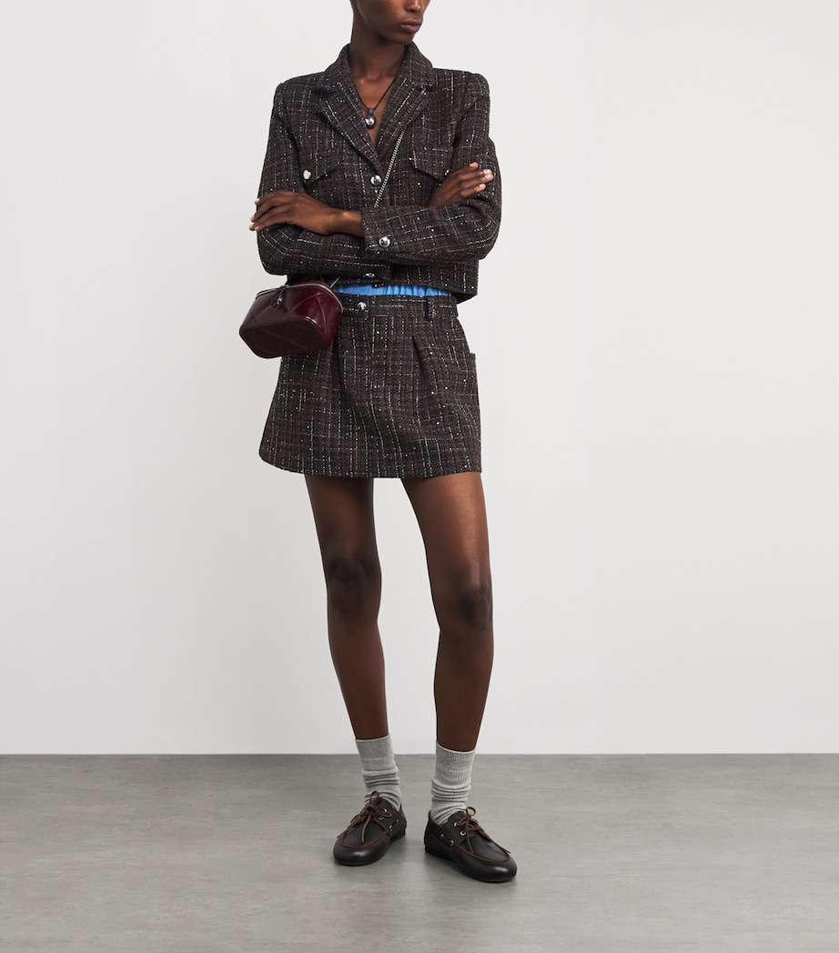 Tweed Waistband Shorts BROWN Image 2