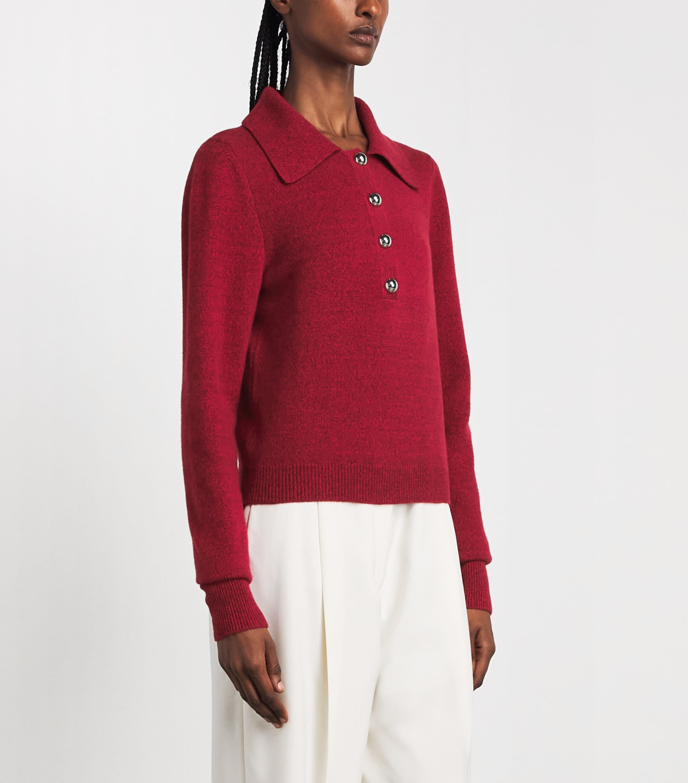 Safiyaa Womens Wool-Cashmere Polo Sweater Swinton Image 4