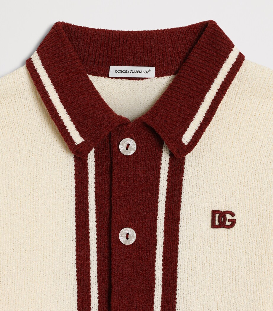 Dolce&Gabbana Kids Intarsia Polo Shirt (8-14 Years) Beige Image 4