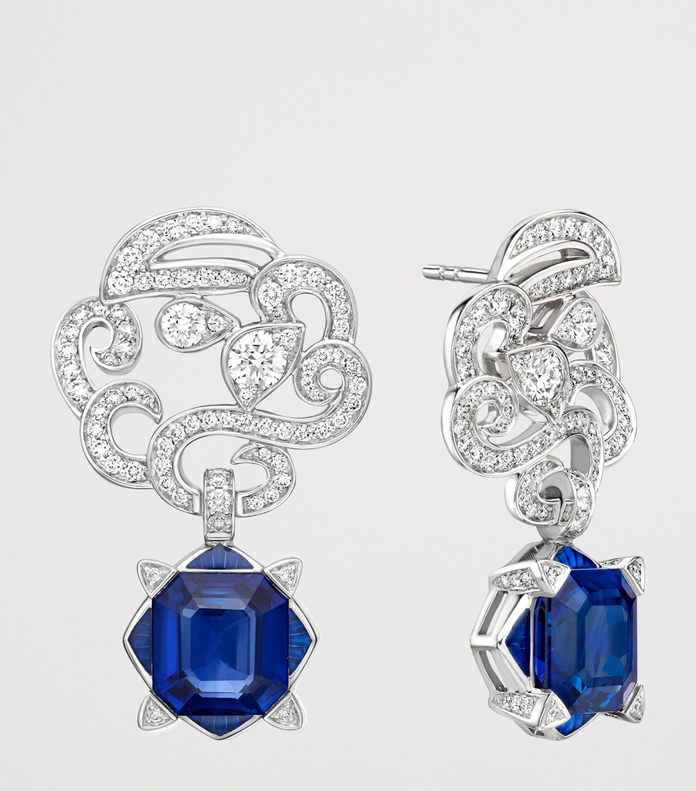 Boodles Platinum, Diamond and Sapphire The Palace Collection Royal Porcelain Earrings Blue Image 3