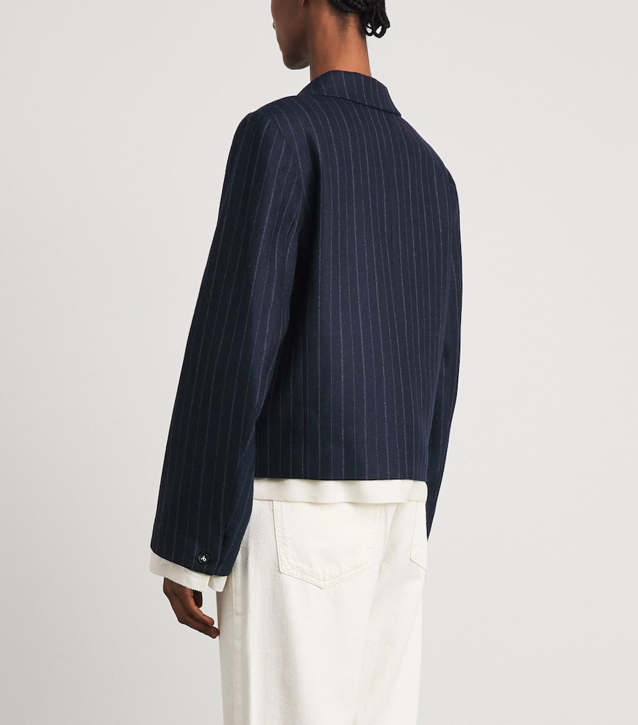 Rag & Bone Womens Wool-Blend Herringbone Stripe Lawrence Blazer Nvymt Image 5