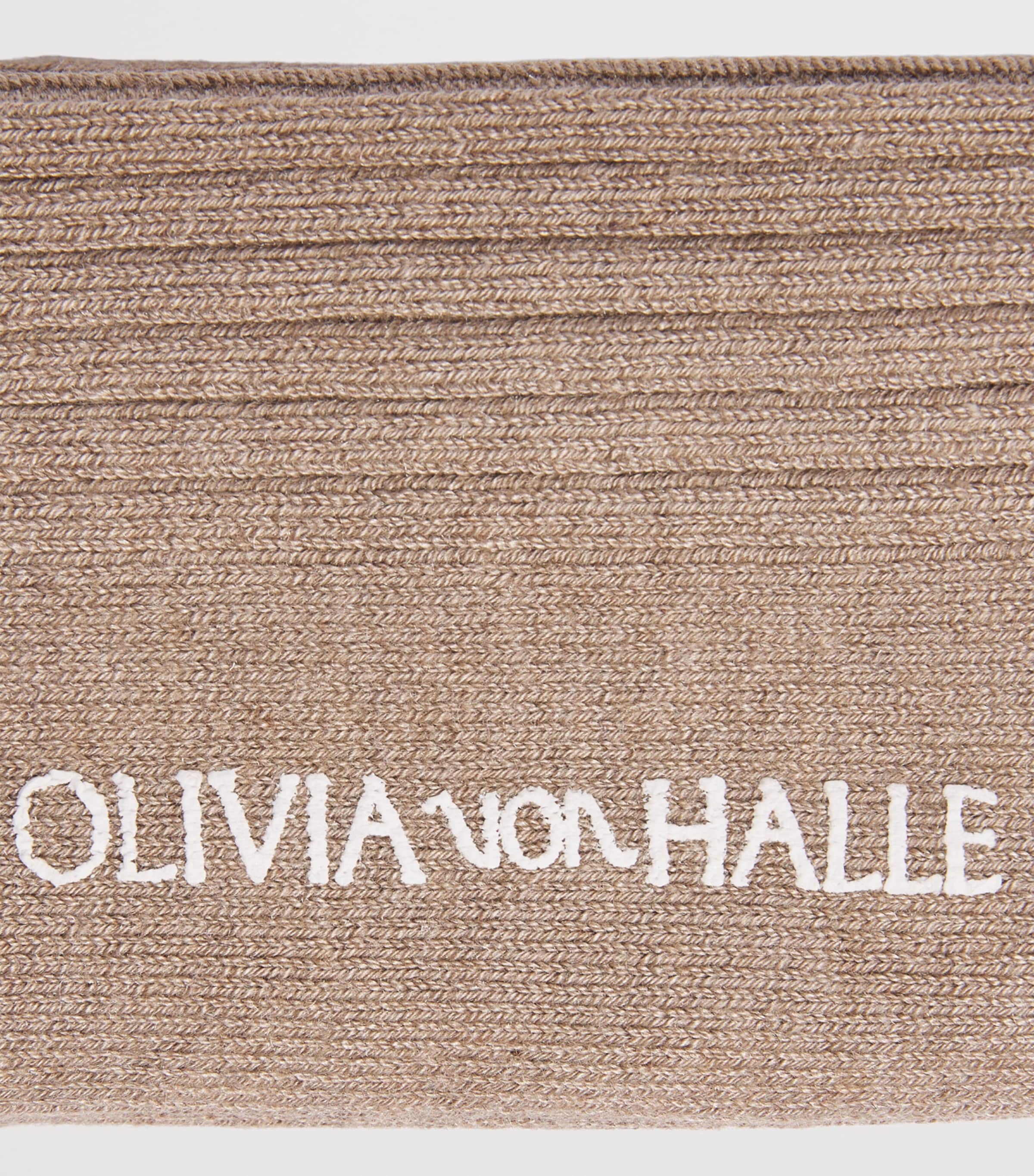 Olivia von Halle Womens Silk-Cashmere-Blend Spencer Socks Mink Image 2