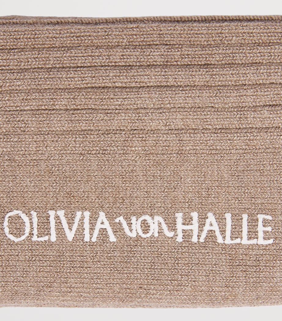 Olivia von Halle Womens Silk-Cashmere-Blend Spencer Socks Mink Image 2
