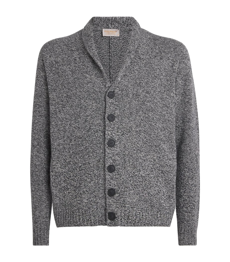 John Smedley Mens Eco Cashmere Shawl Collar Rockford Cardigan Monochrome Image 1