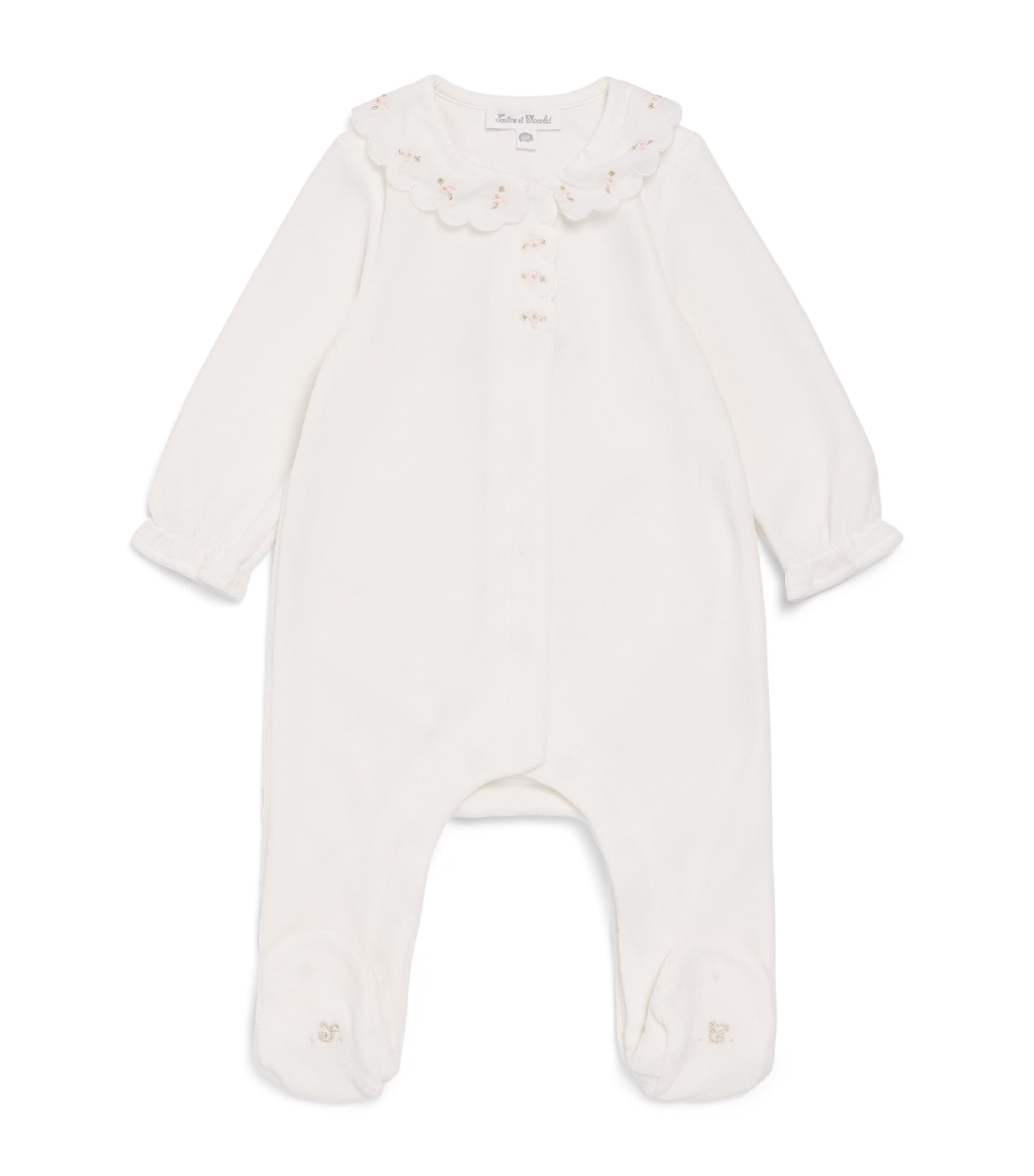 Tartine et Chocolat Floral Embroidered All-In-One (0-24 Months) Nacre Image 1