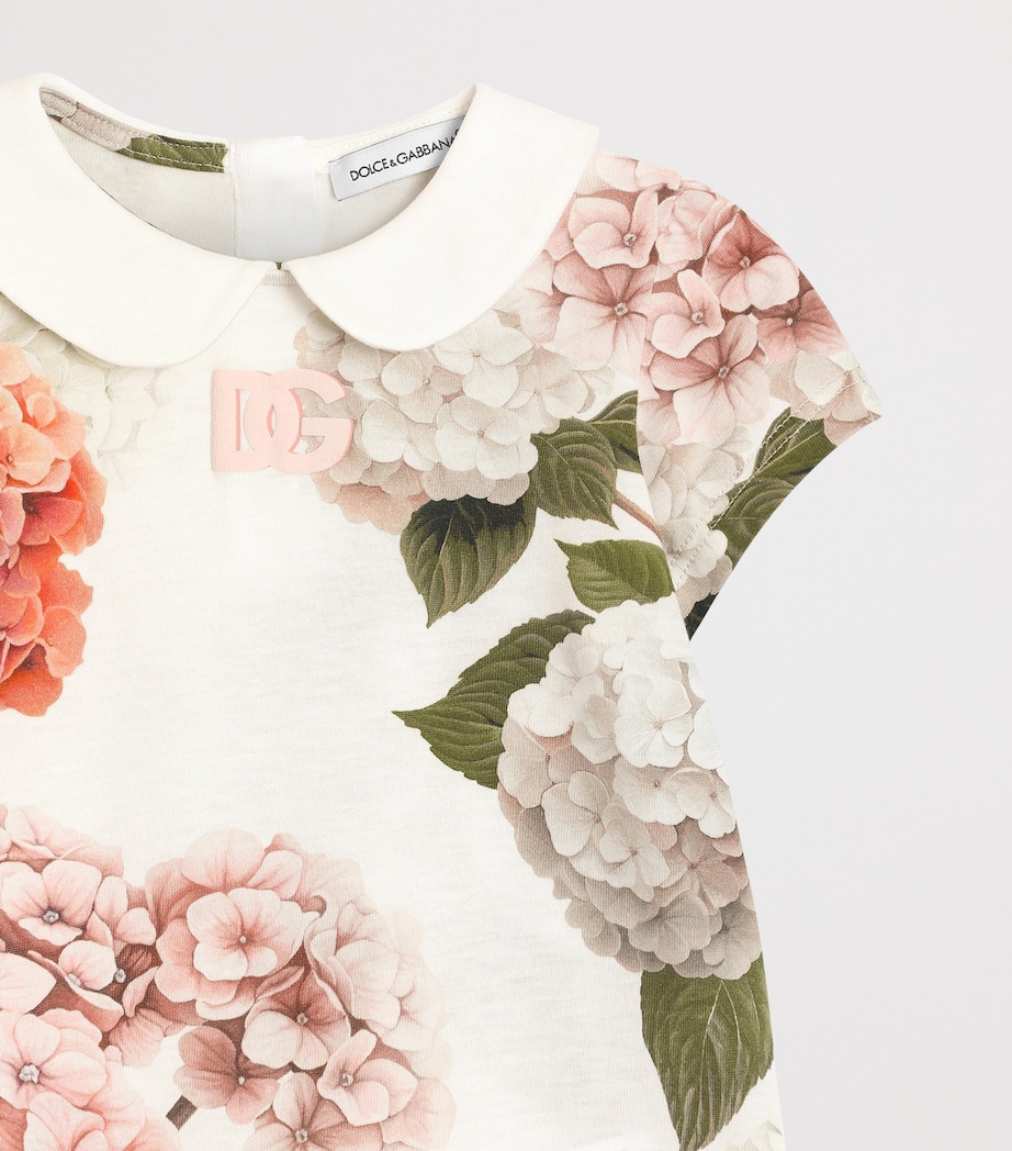 Dolce&Gabbana Kids Hydrangea Playsuit and Headband Set (3-24 Months) Ortensie Bordo Image 3