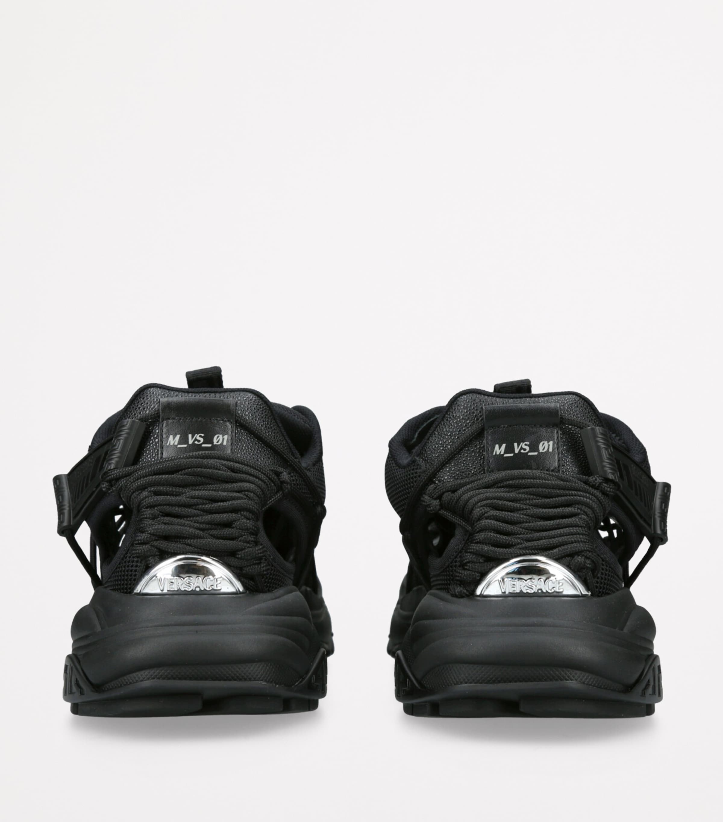 Versace Leather Cut-Out Sneakers Black Image 2