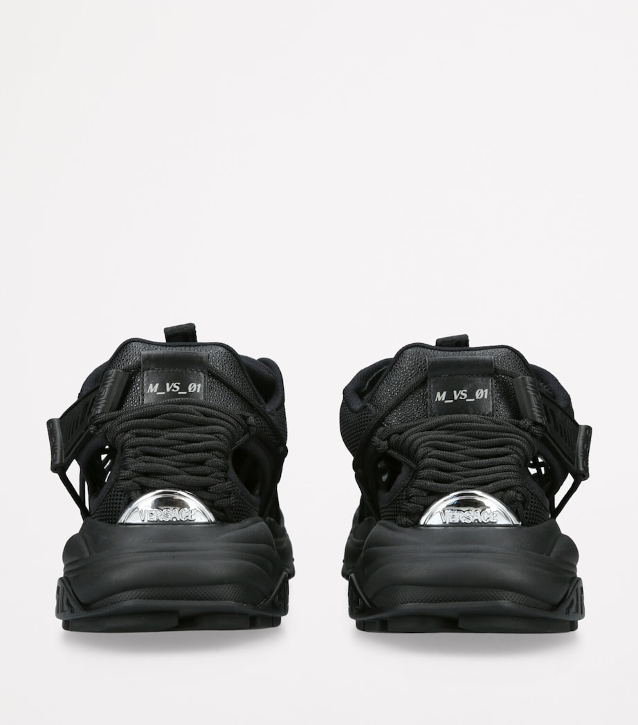 Versace Leather Cut-Out Sneakers Black Image 2