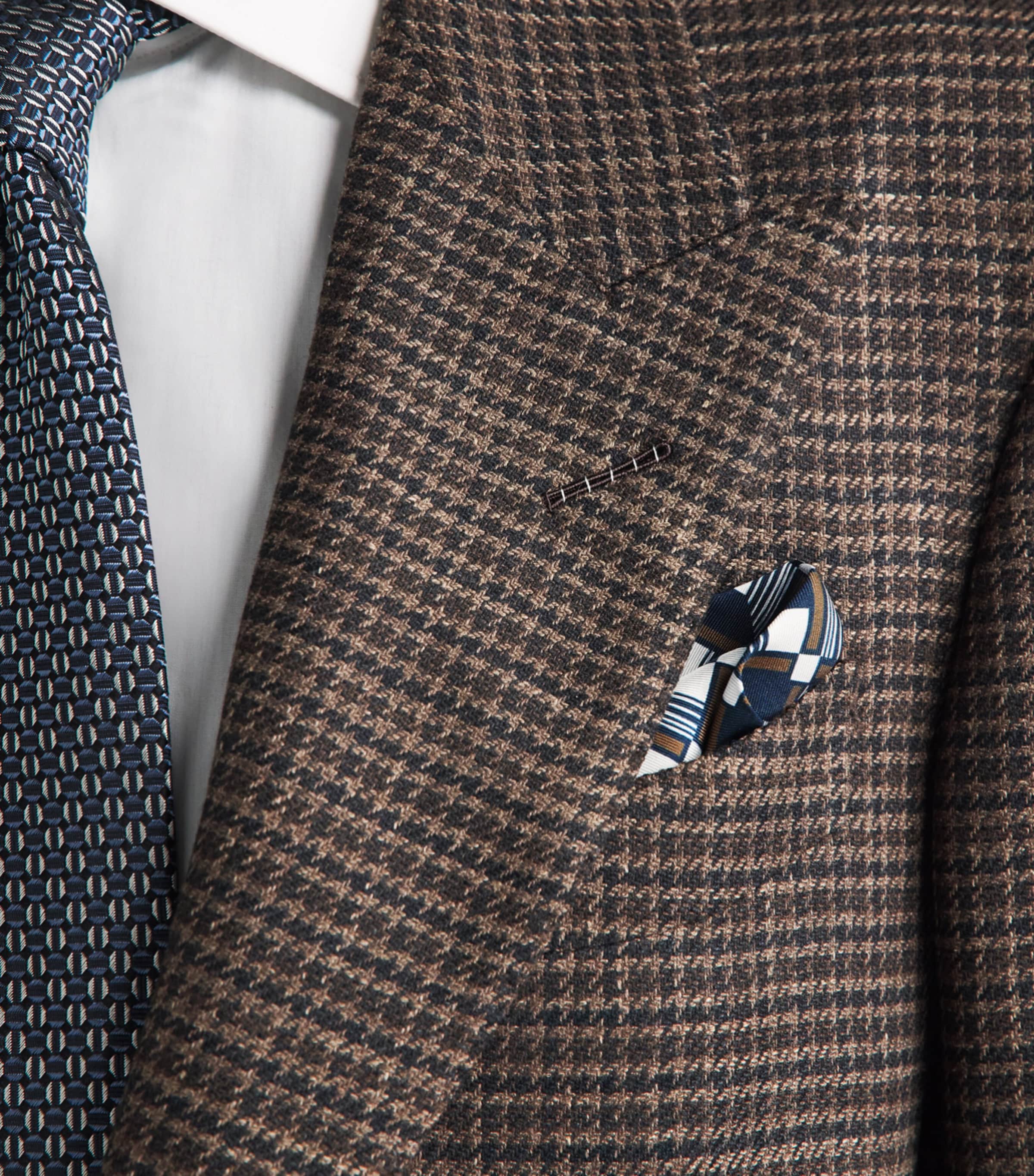 Eton Silk Geometric Pocket Square Navy Blue Image 3