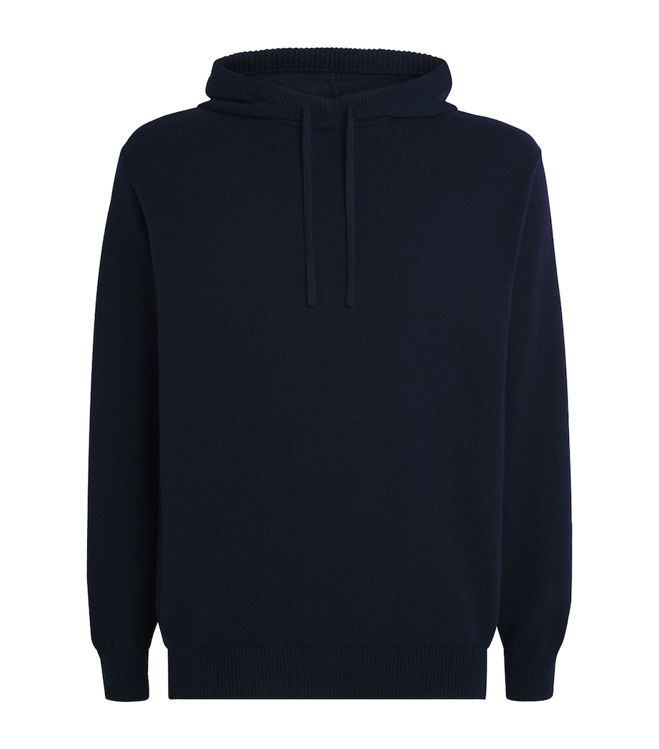 Harrods Mens Cashmere Hoodie T&d Navy Image 1